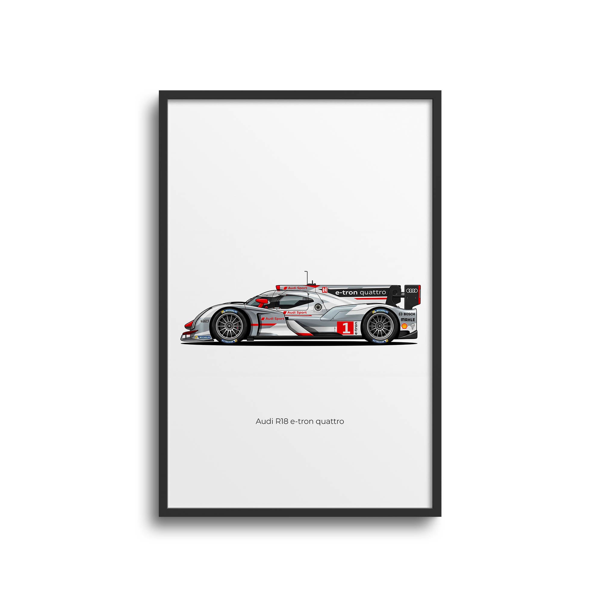 Audi R18 Poster – 2012 Audi Sport Quattro Race Car Silver White Livery Print