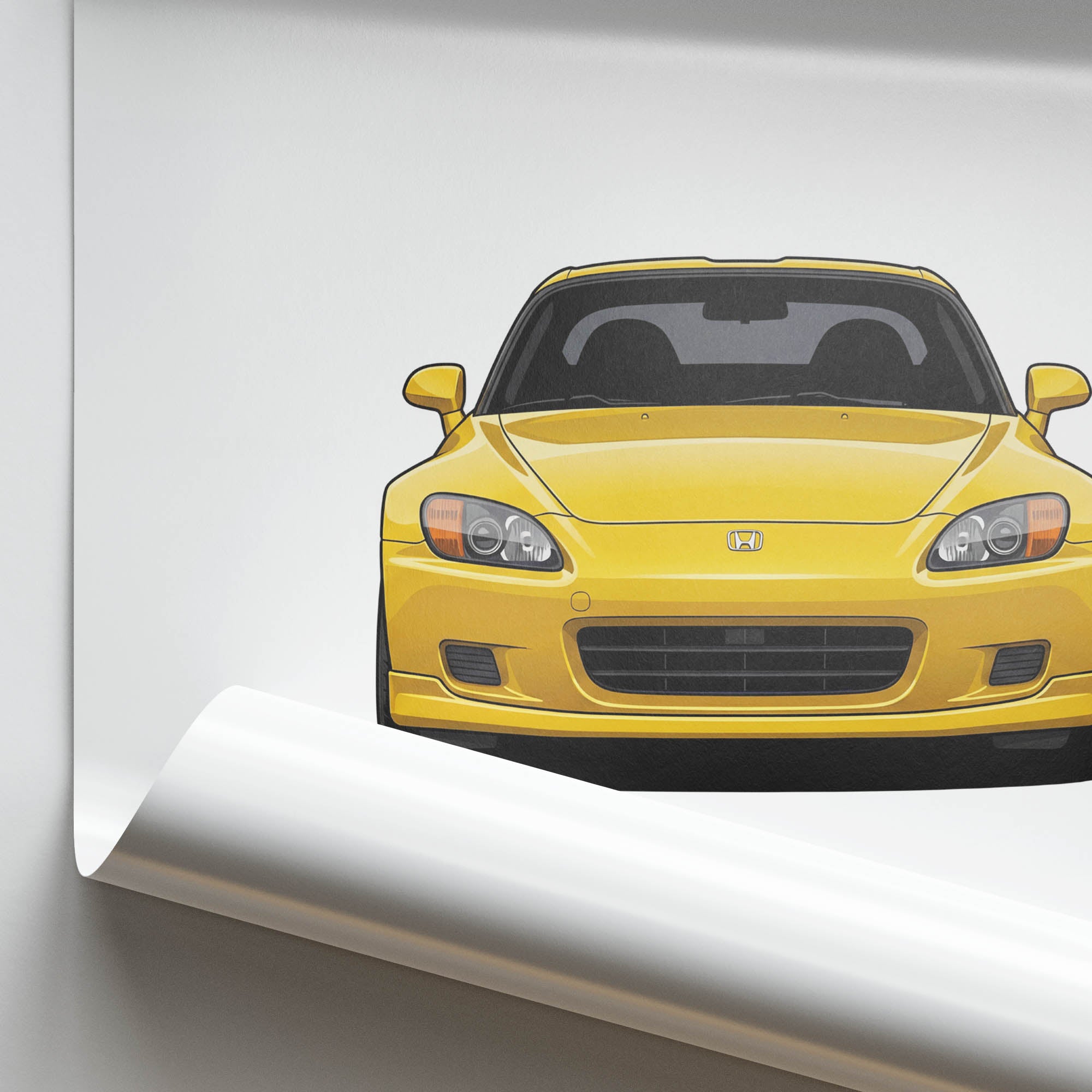 Honda S2000 Poster - 2000 AP1 Indy Yellow Pearl Front View Car Wall Art