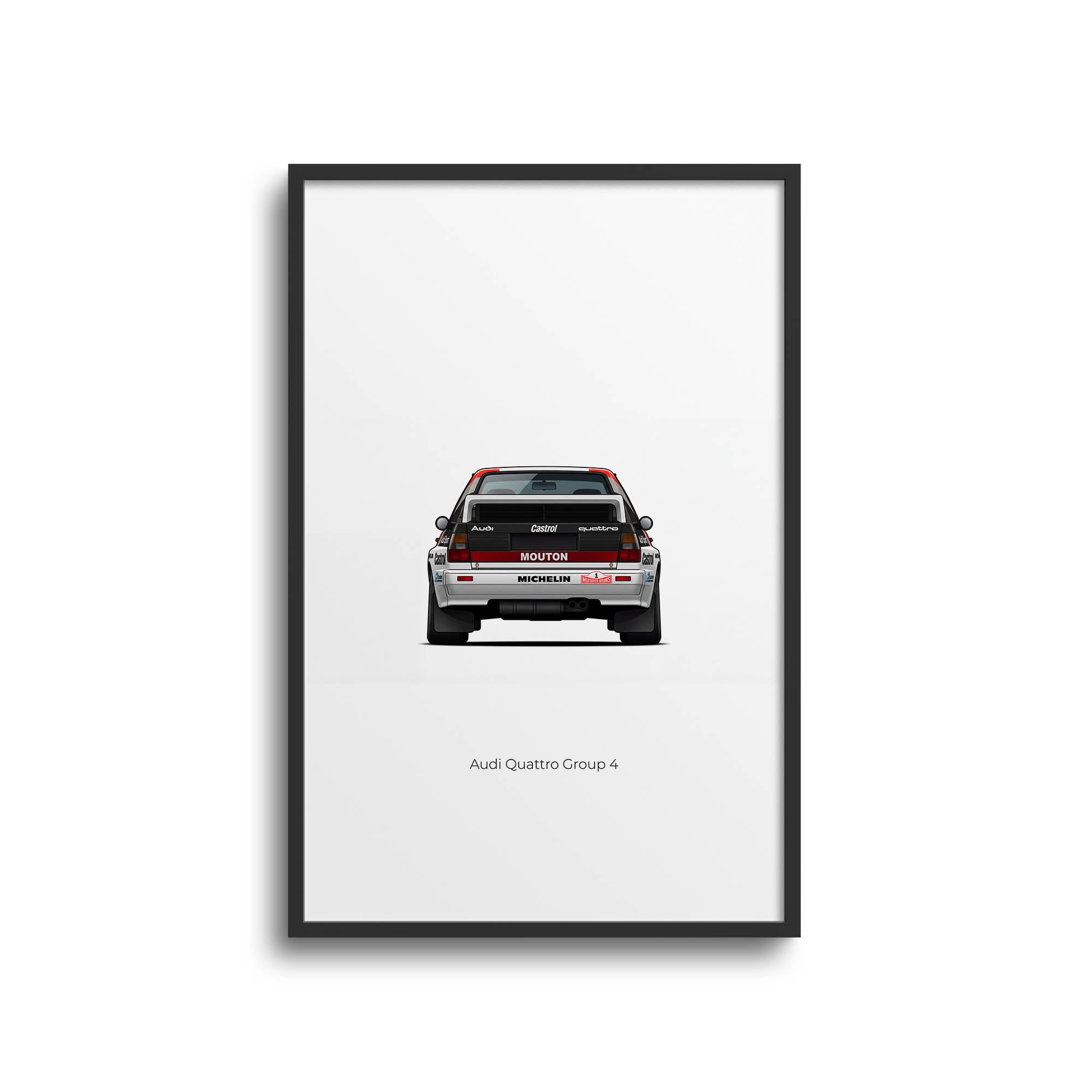 Audi Quattro Poster - 1981 Group 4 Rally Car Michele Mouton Print Black White Livery