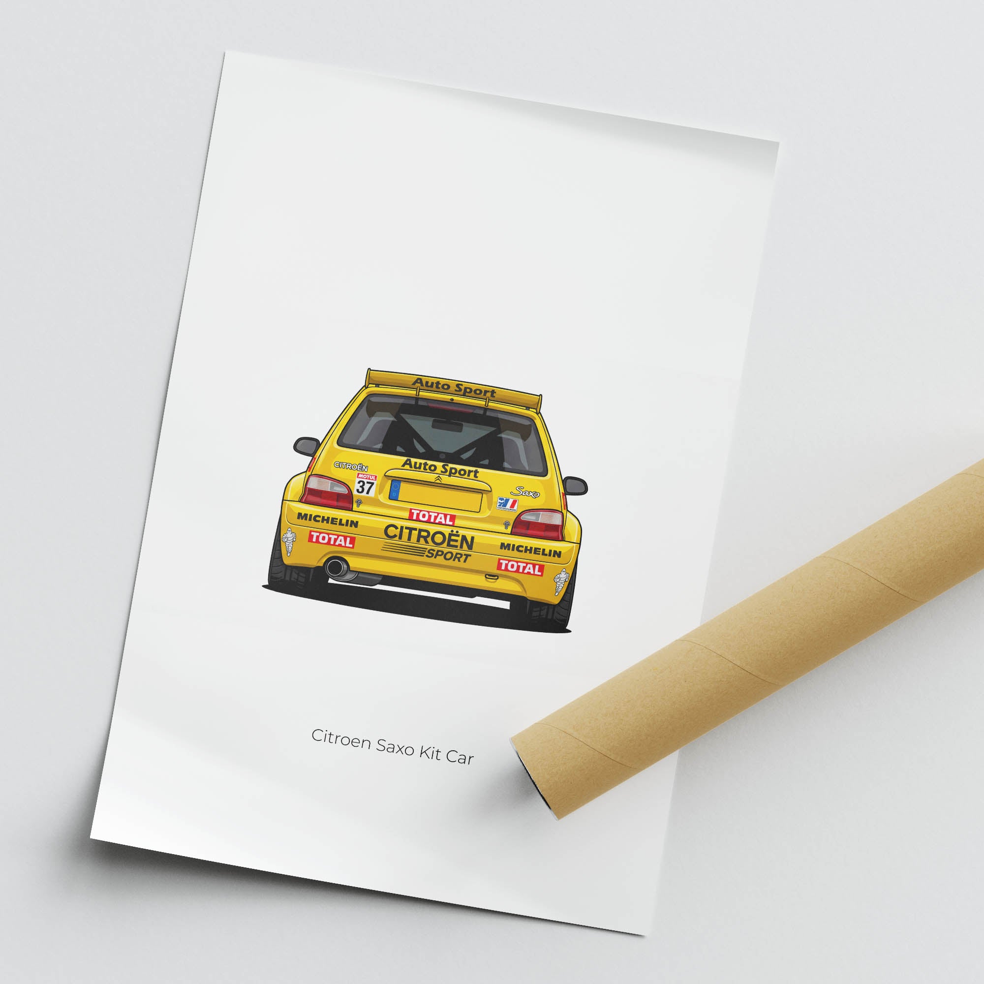 Citroen Saxo Kit Car – 1998 Yellow Livery Auto Sport Poster Print