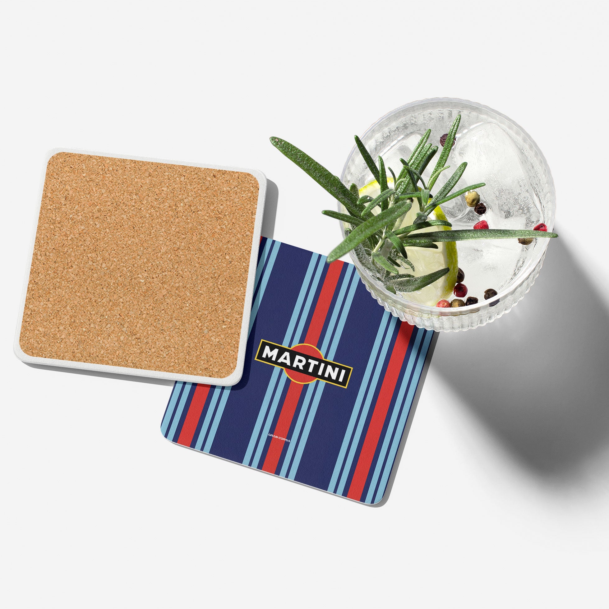 Martini Porsche Coaster – Classic Racing Stripes Drinkware for Table Protection
