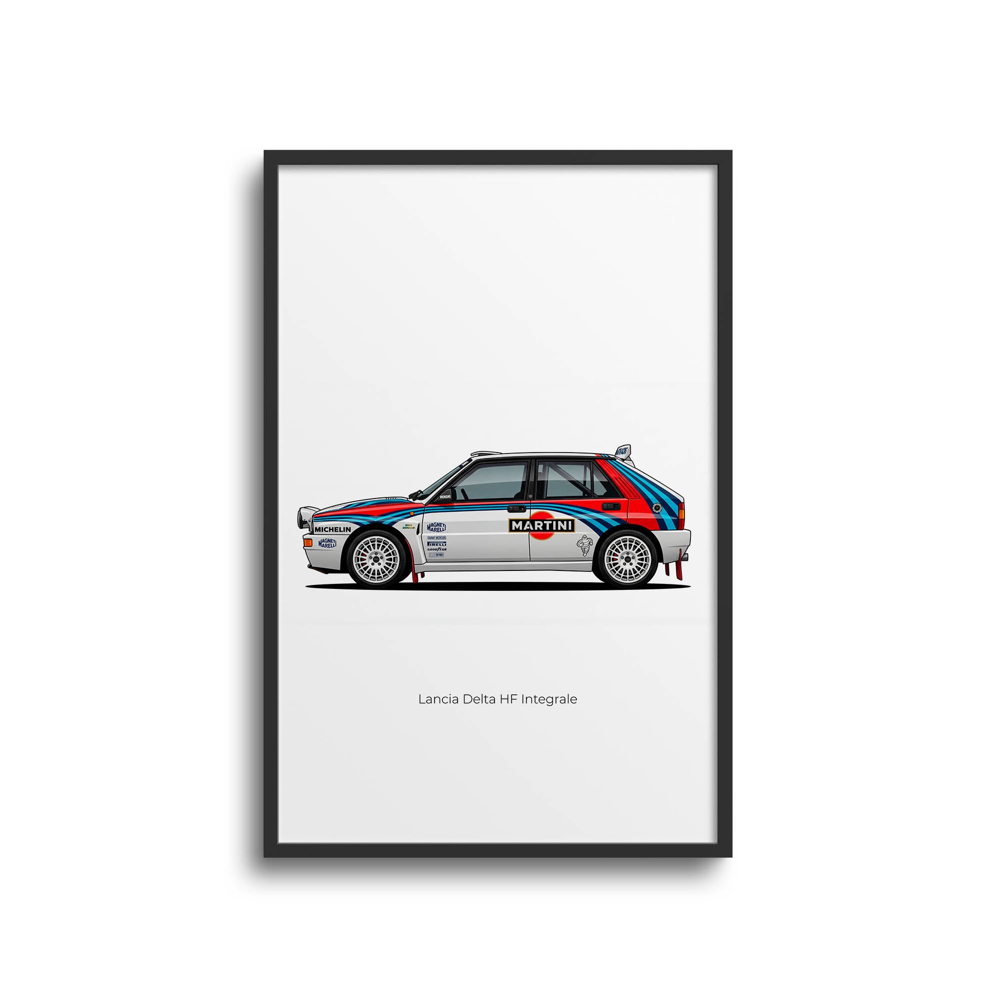 Lancia Delta Integrale Poster - 1992 Martini Racing Safari White Stripes Print