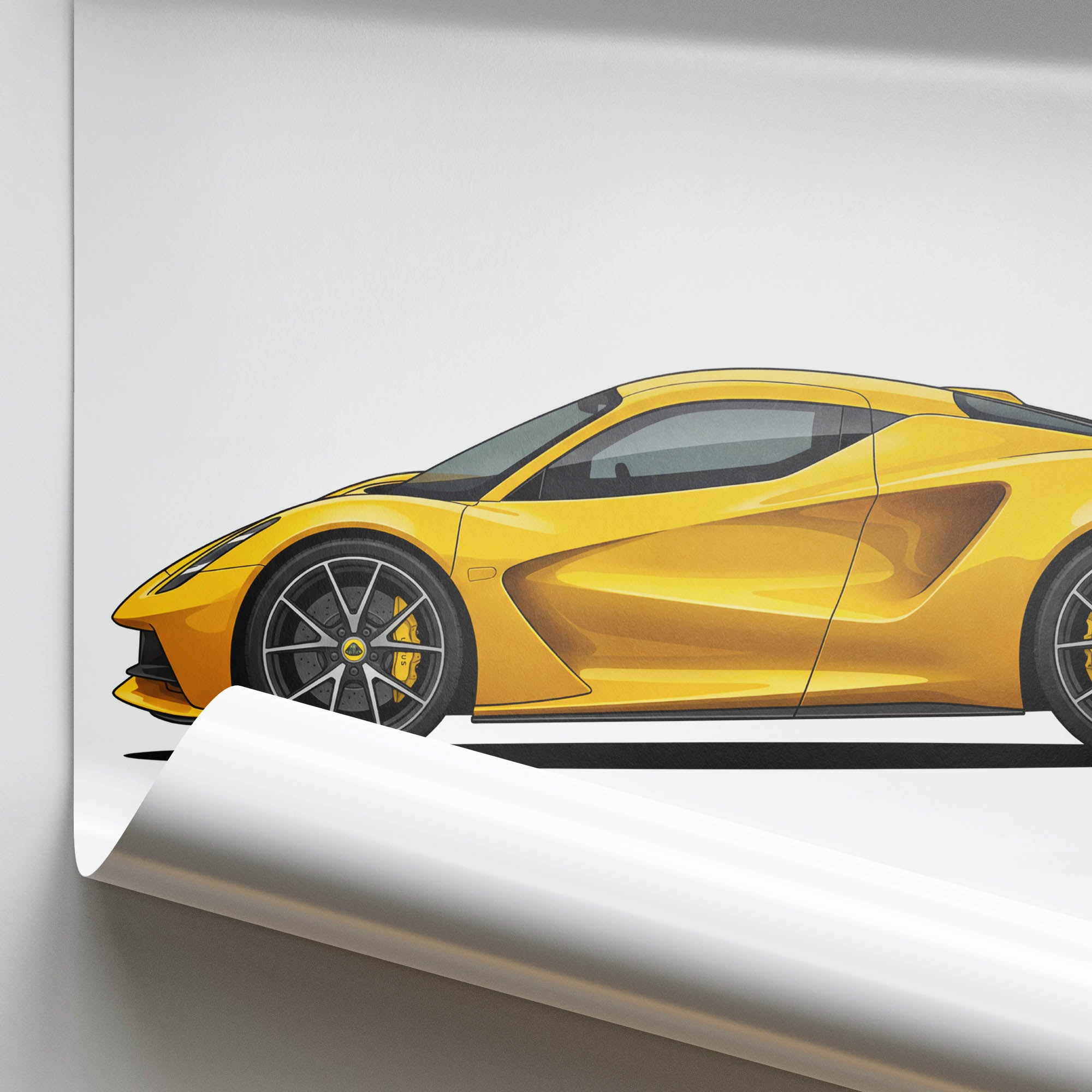 Lotus Evija Poster - 2021 Solar Yellow Hypercar Side View Print