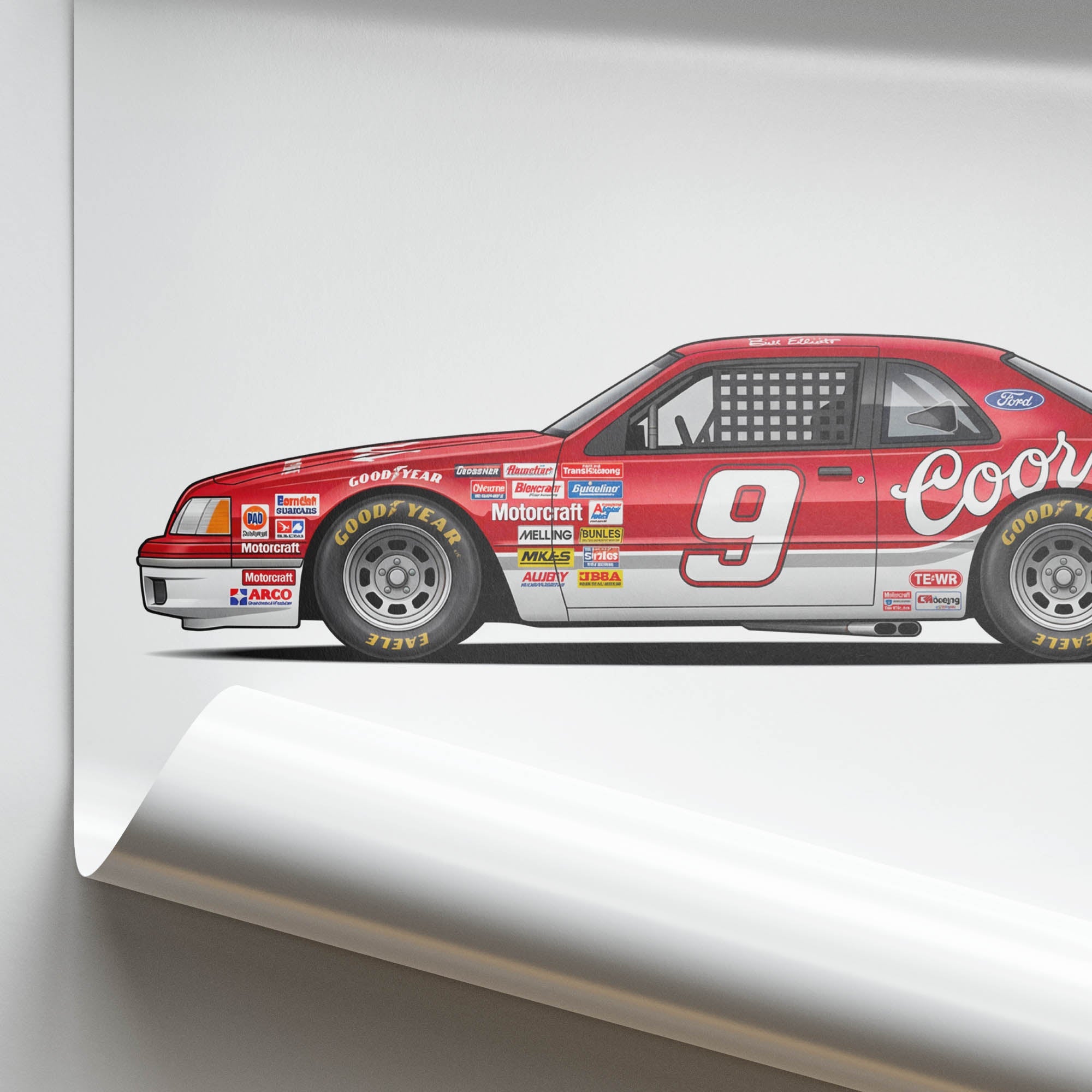 1987 Ford Thunderbird Bill Elliott Coors – Car Print (Side)