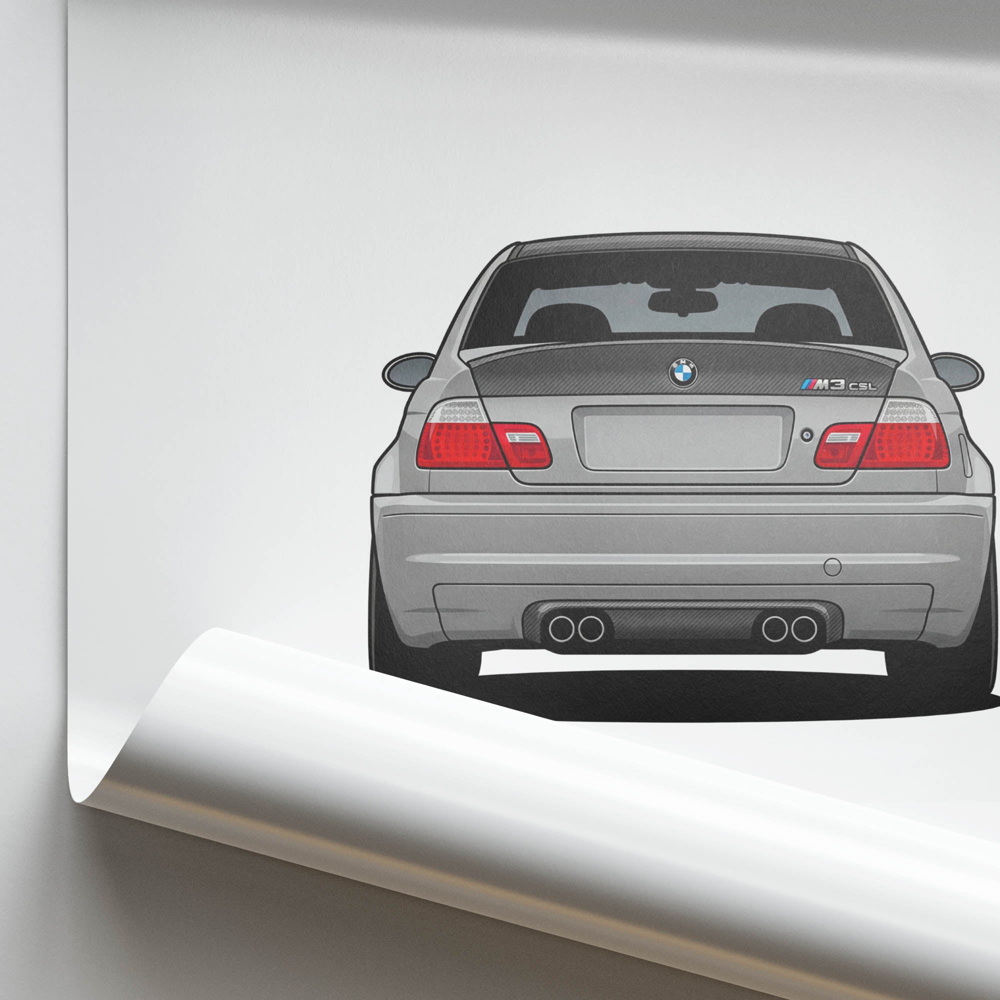 BMW M3 CSL Poster - 2003 Silver Grey Car Wall Art With Metallic Finish