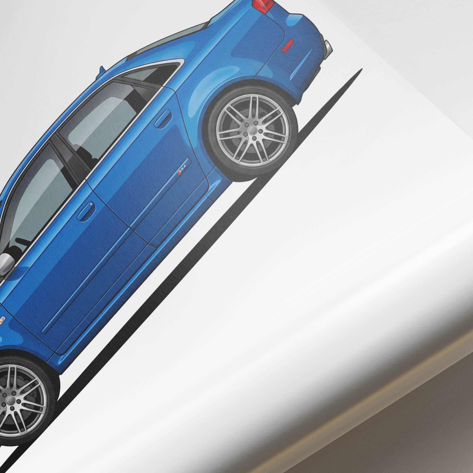 Audi RS4 B7 Poster - 2006 Sprint Blue Car Wall Art Print by Grancorsa