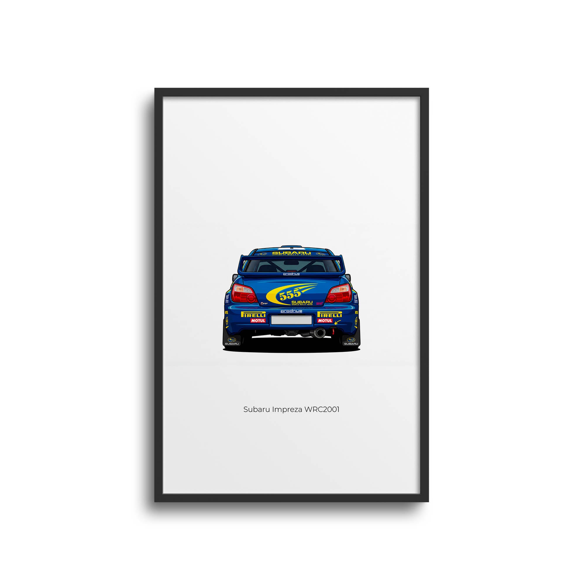 Subaru Impreza Poster - 2001 Richard Burns Blue Yellow Livery Rally Car Print