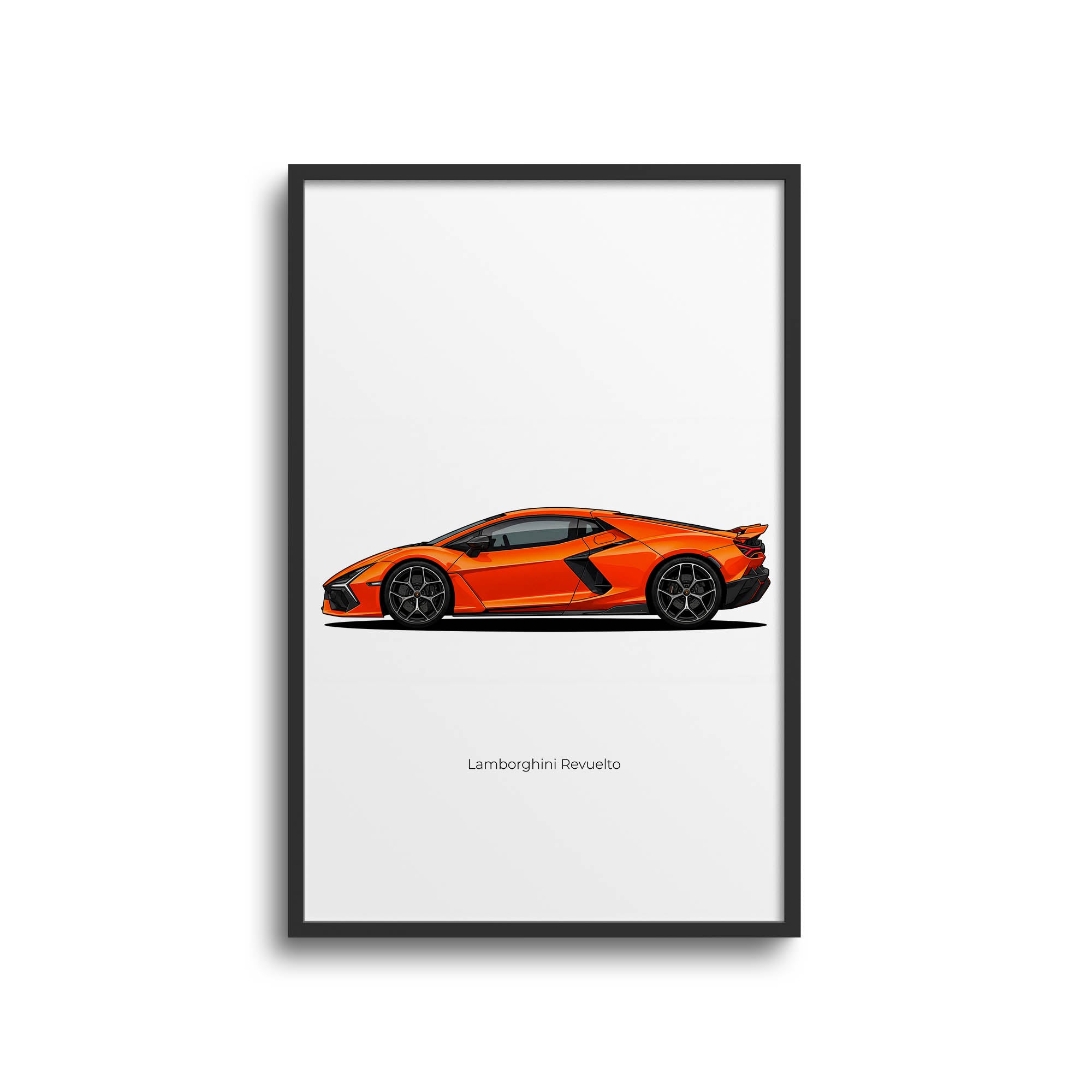 Lamborghini Revuelto Poster – 2024 Orange Side View Sports Car Print