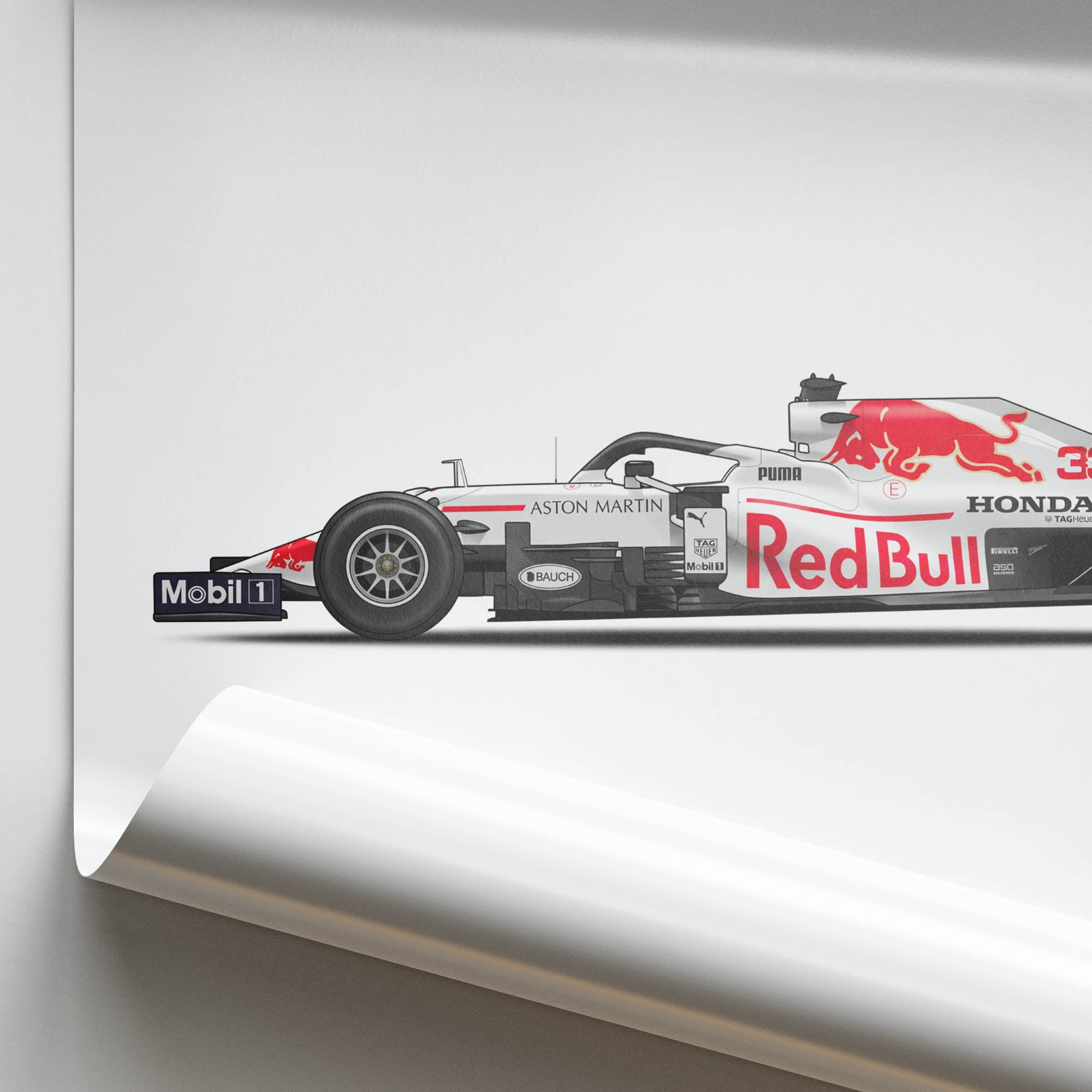 2021 Red Bull RB16B Max Verstappen White Honda – Car Print