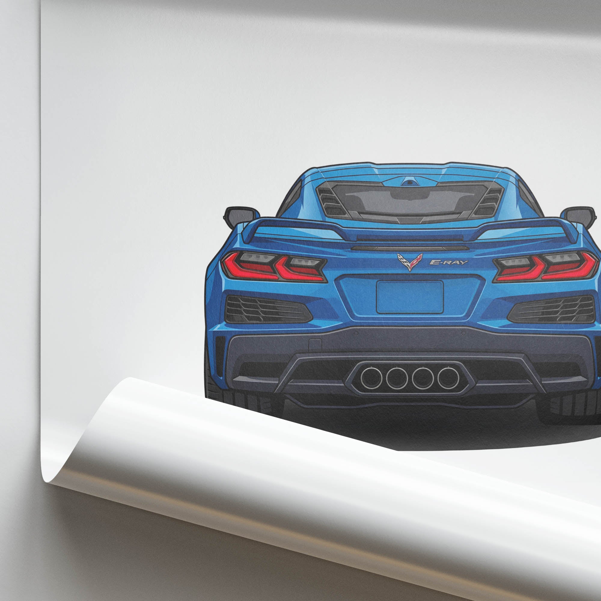 2024 Chevrolet Corvette E Ray Riptide – Car Print (Back)