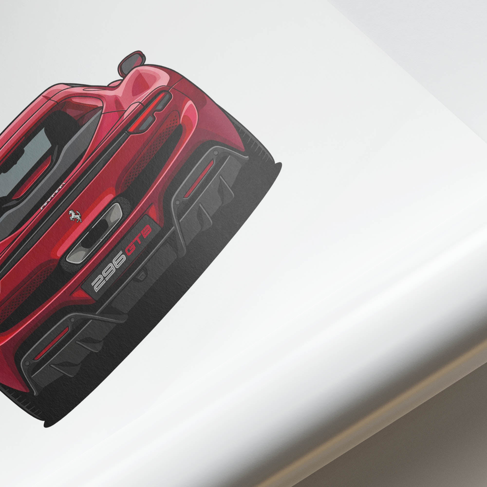 Ferrari 296 Gtb Poster - 2022 Rosso Imola Red Sports Car Wall Art Print