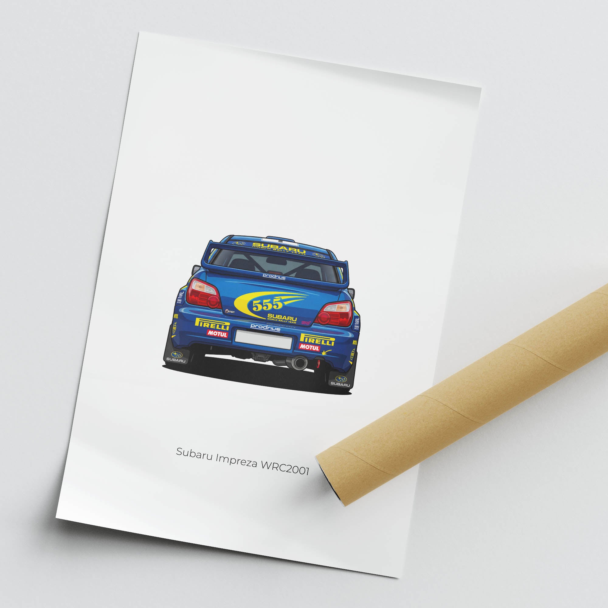 Subaru Impreza Poster - 2001 Richard Burns Blue Yellow Livery Rally Car Print