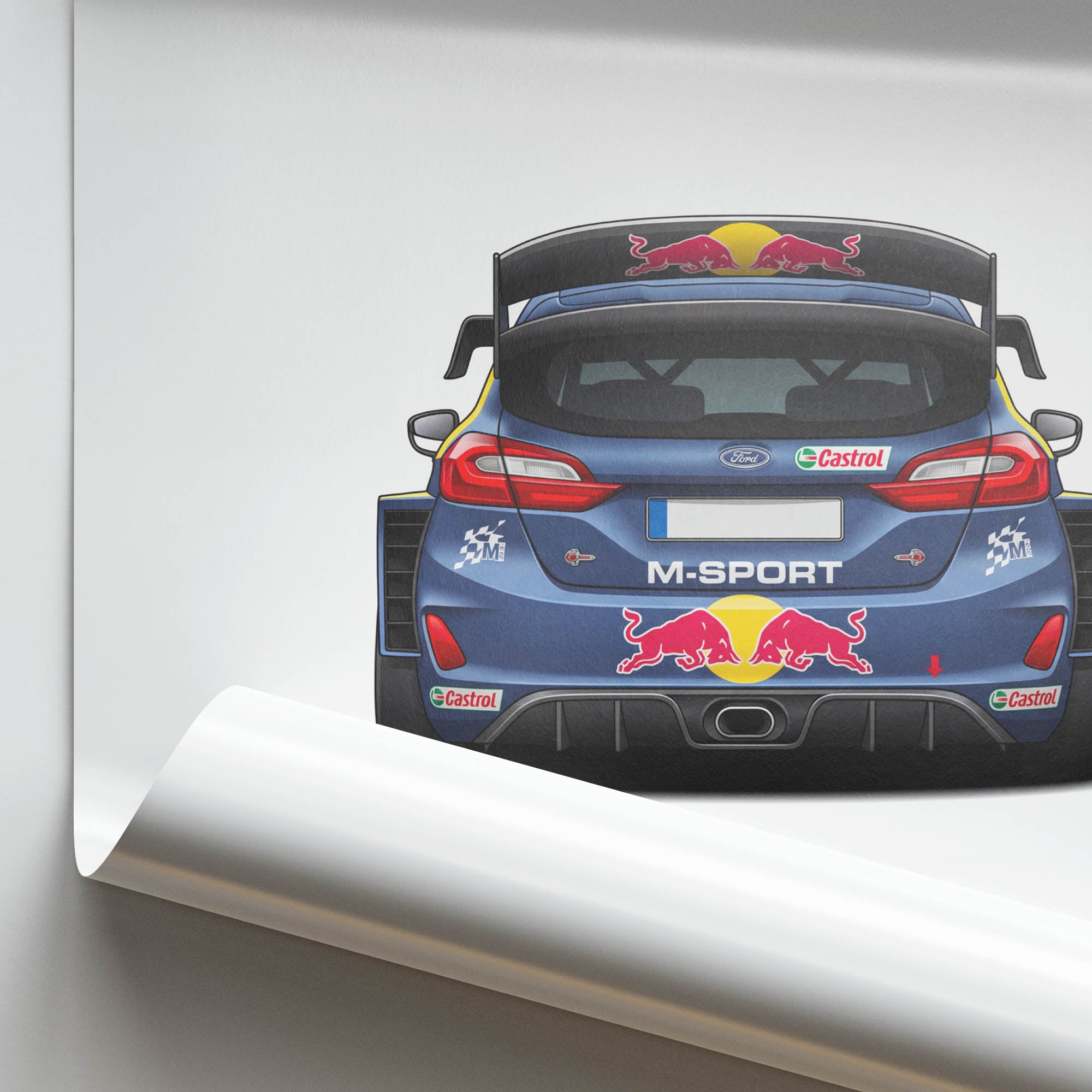 Ford Fiesta Poster - 2017 M Sport Red Bull Matte Blue Livery Rally Print