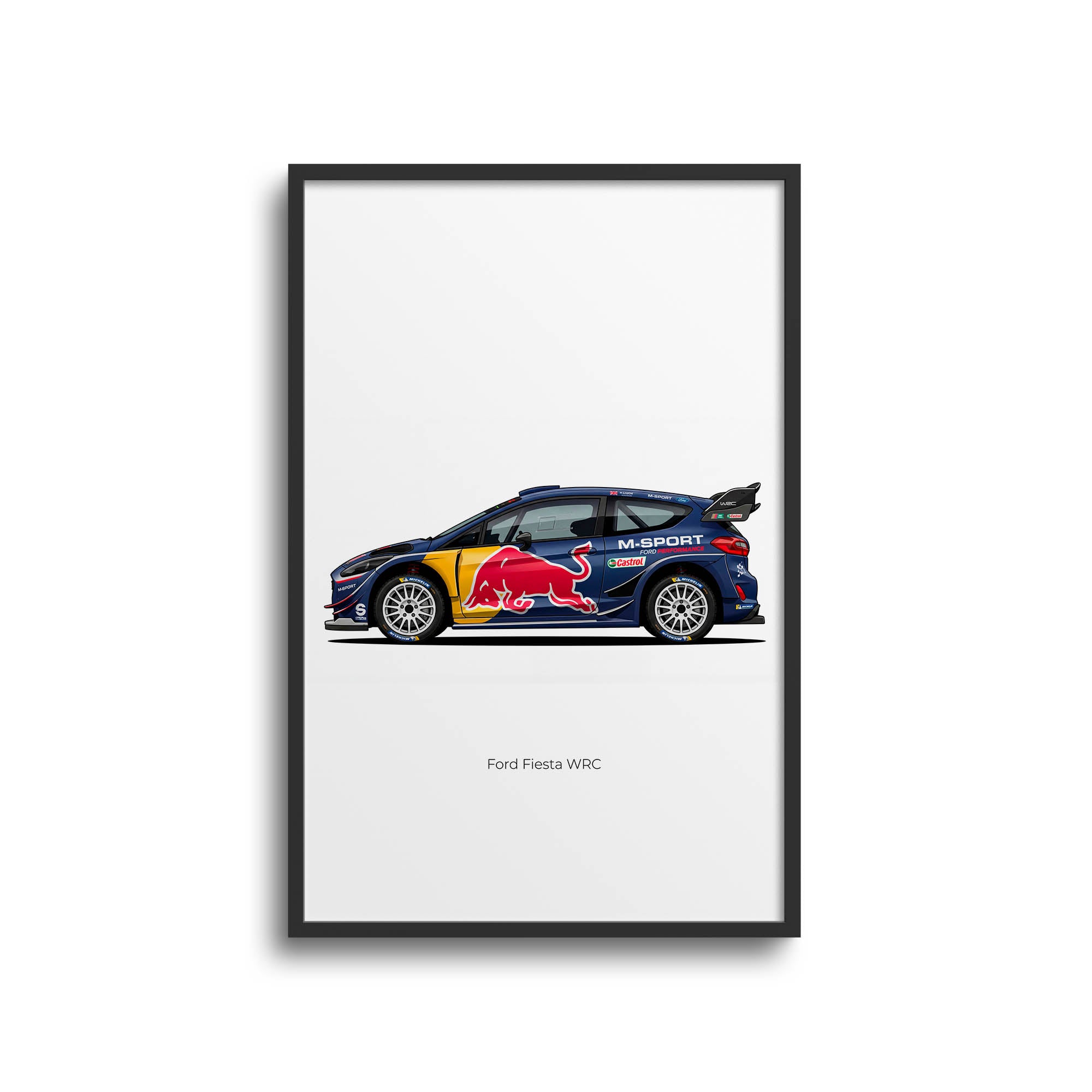 Ford Fiesta Poster - 2017 M Sport Red Bull Matte Blue Rally Car Print