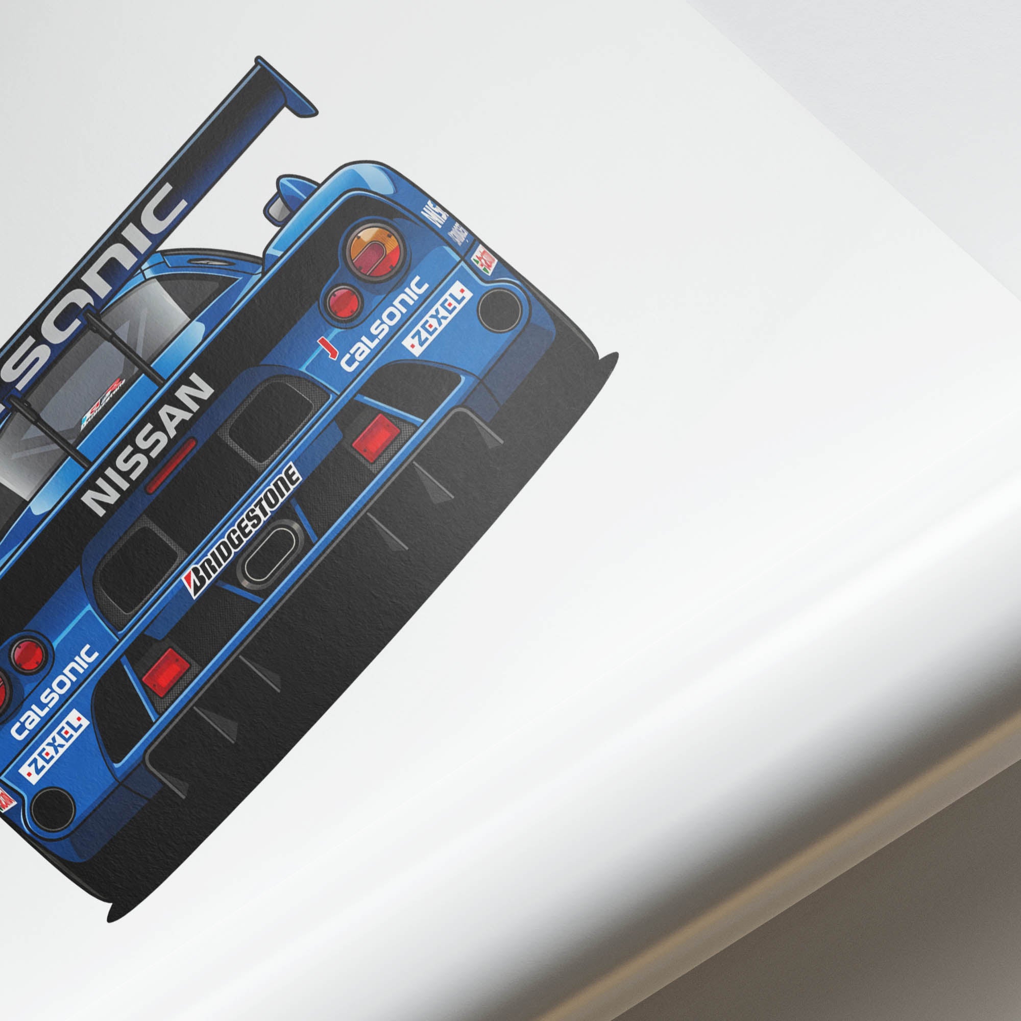Nissan R390 GT1 Poster – 1998 Calsonic Blue Motorsport Print, Racing Artwork