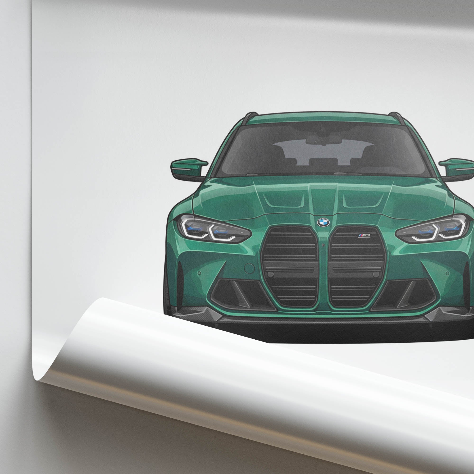 2023 Bmw M3 Touring G81 Isle Of Man Green Front View Poster