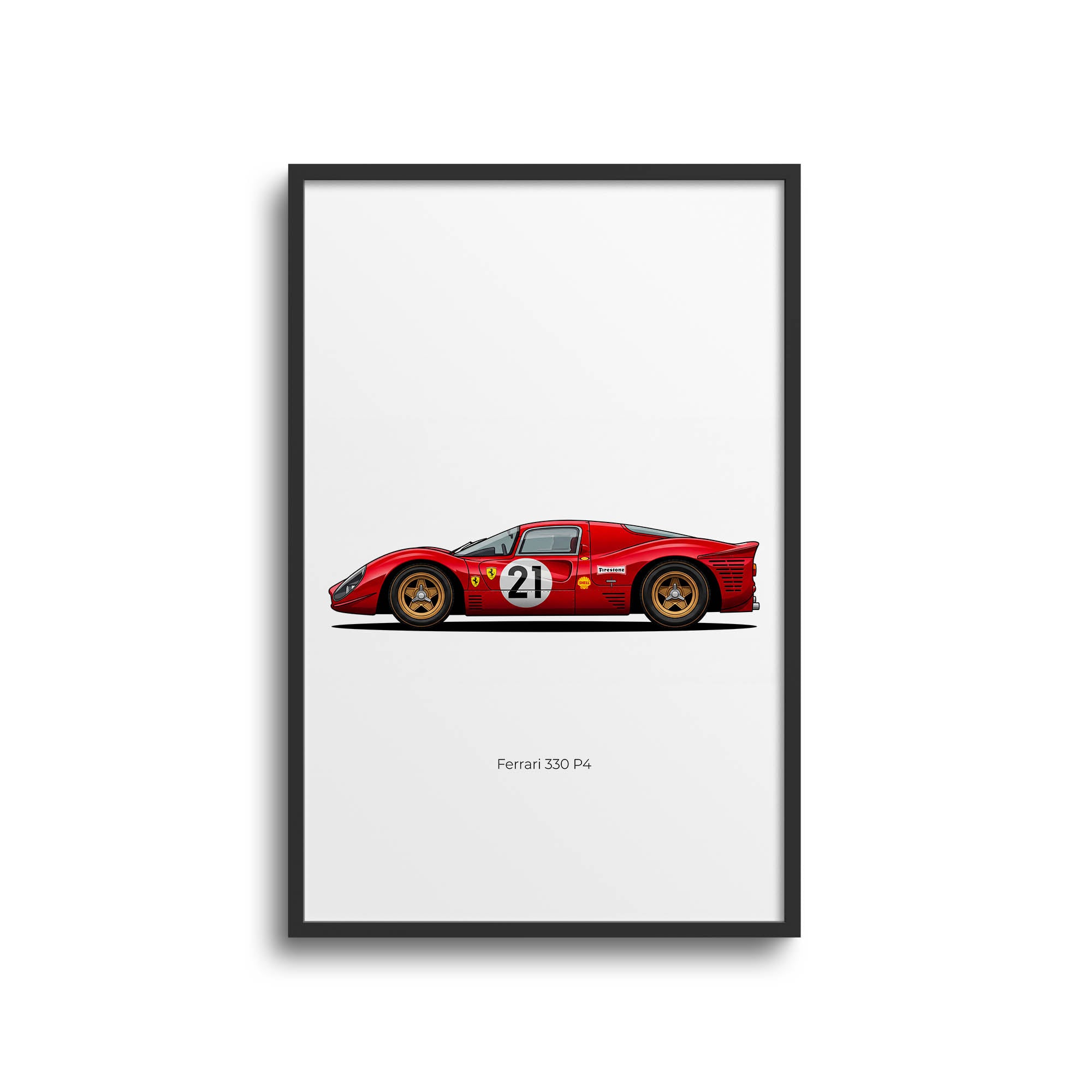 Ferrari 330 P4 Poster – 1967 Vintage Racing Print With Classic Red Livery