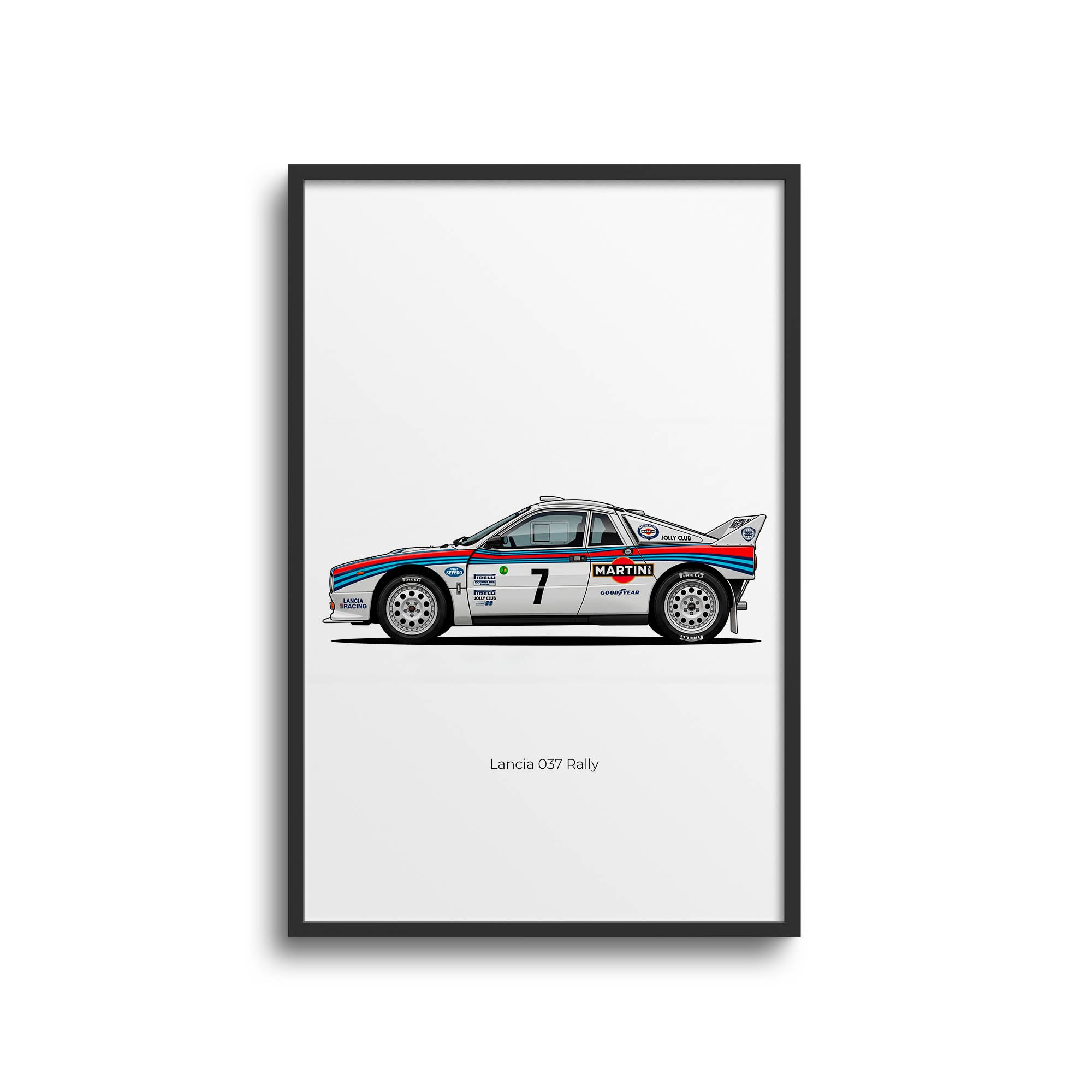 Lancia 037 Rally Poster – 1983 Martini Racing Stripes Side View Print