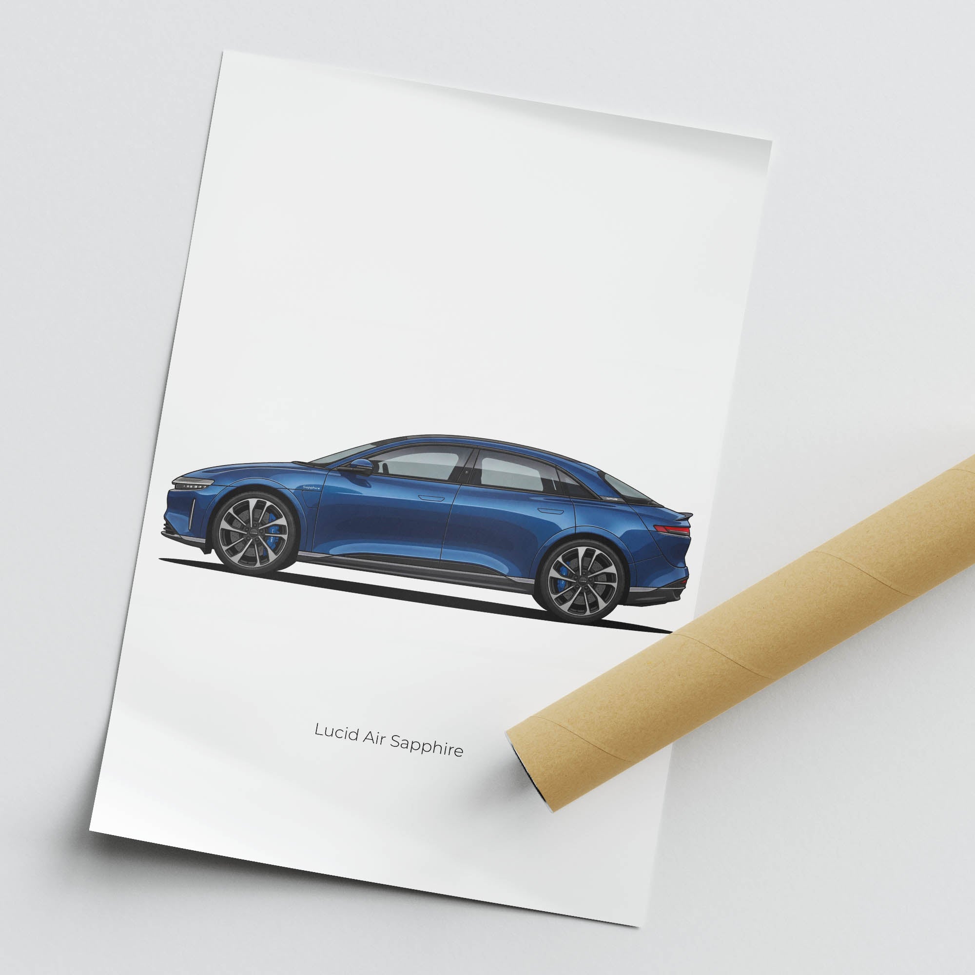 Lucid Air Sapphire Poster – 2024 Sapphire Blue Car Art | Luxury Electric Vehicle Print