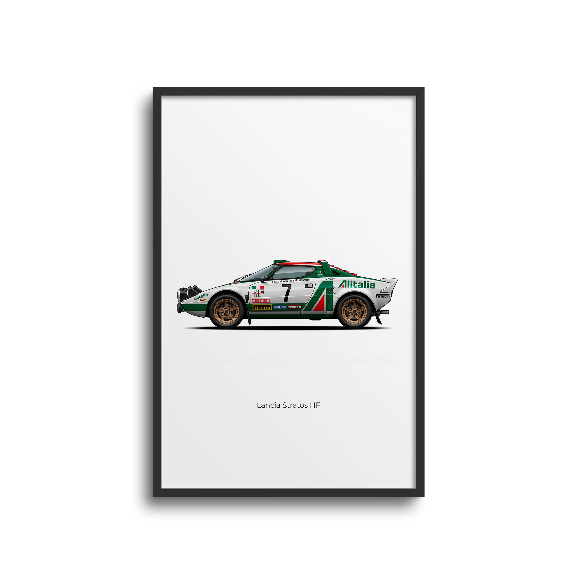 Lancia Stratos Poster - 1974 Sandro Munari Alitalia Rally Car Print