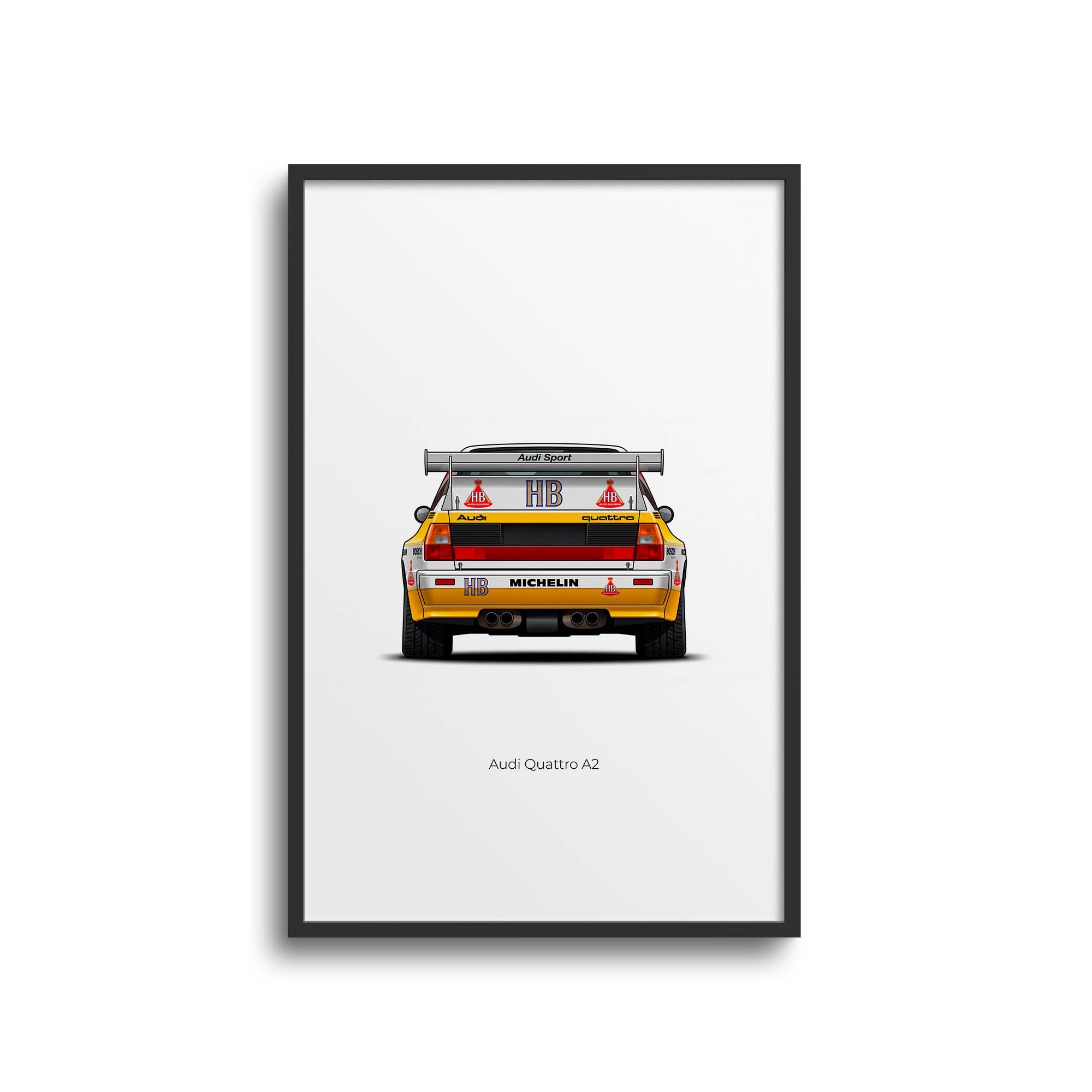 Audi Quattro Poster - 1984 Audi Quattro A2 Hb Yellow White Livery Wall Decor