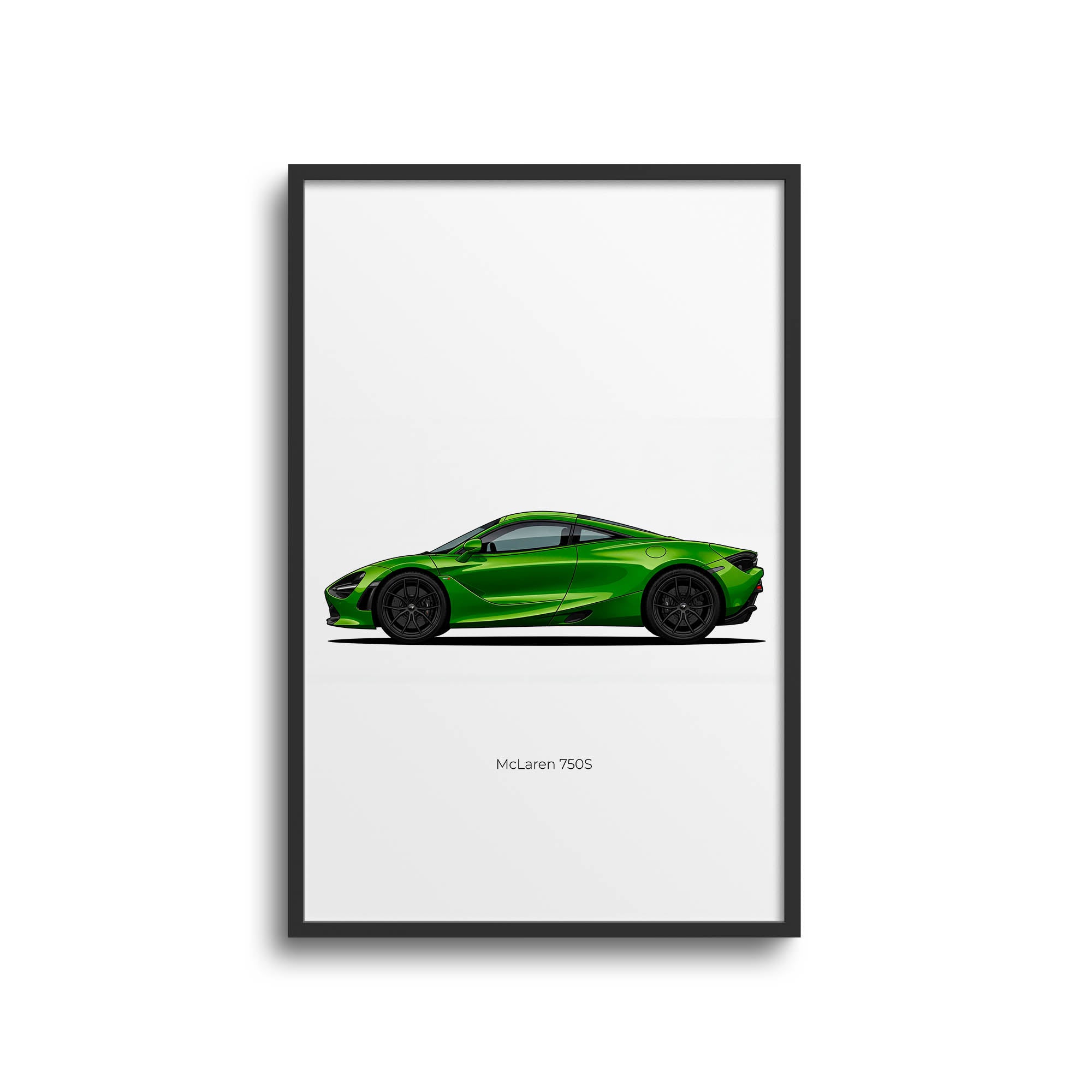 Mclaren 750S Poster – 2024 Mantis Green Side View Sports Car Art Print