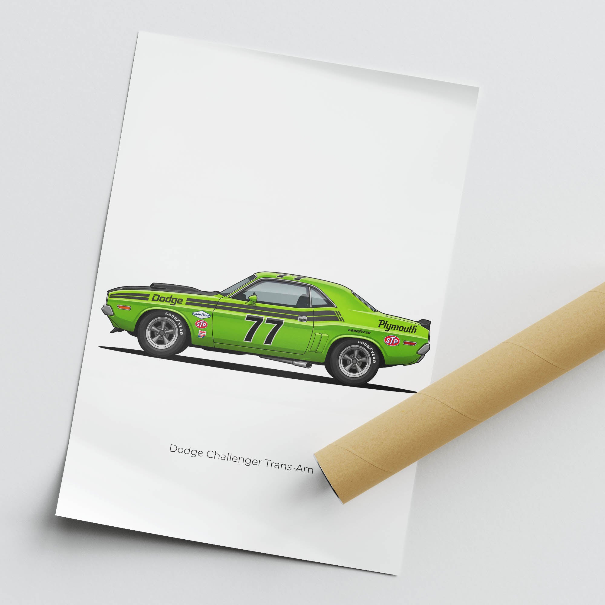 1970 Dodge Challenger Trans Am Sam Posey – Car Print (Side)