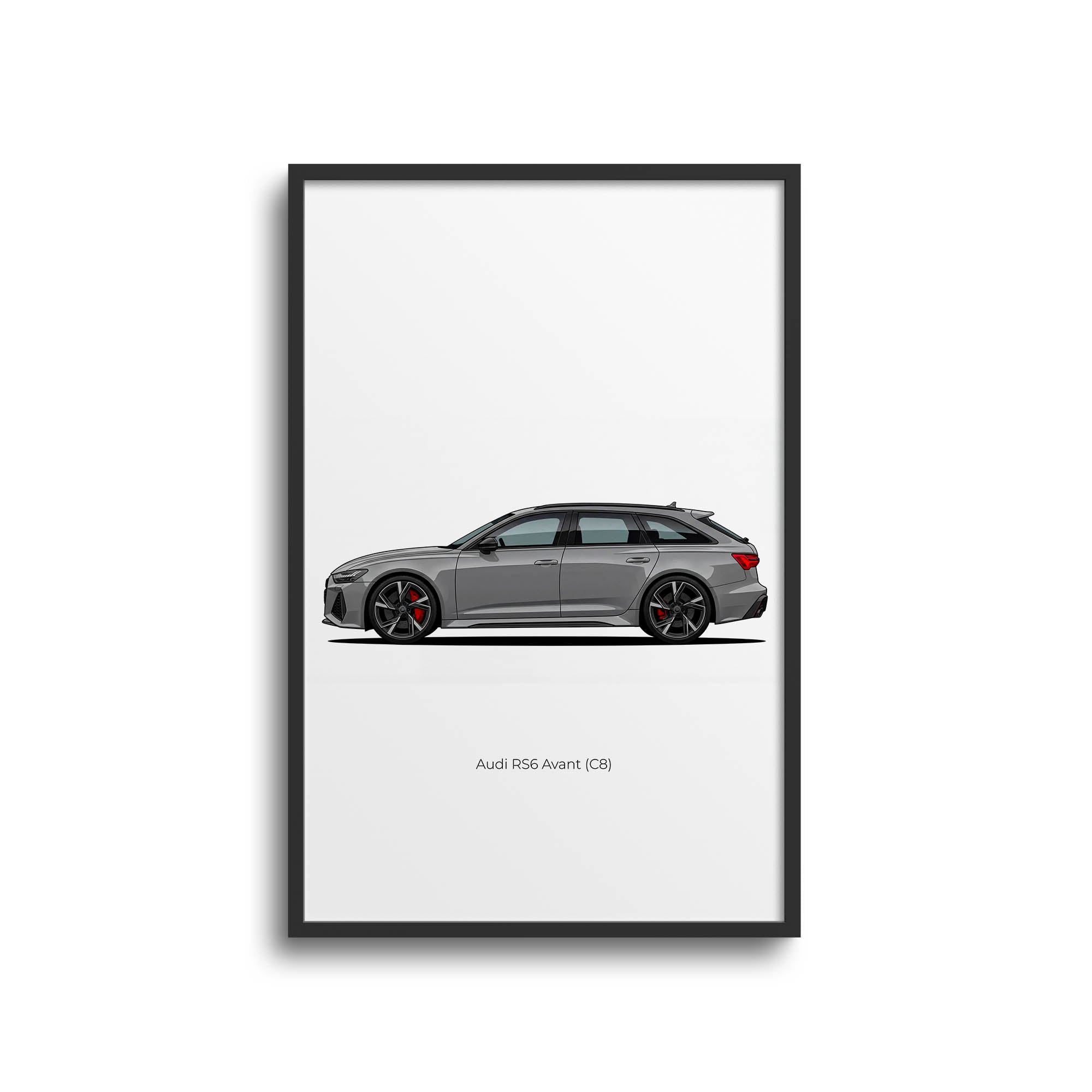 Audi RS6 Avant Poster - 2020 RS6 Avant C8 Nardo Grey Car Wall Art Print