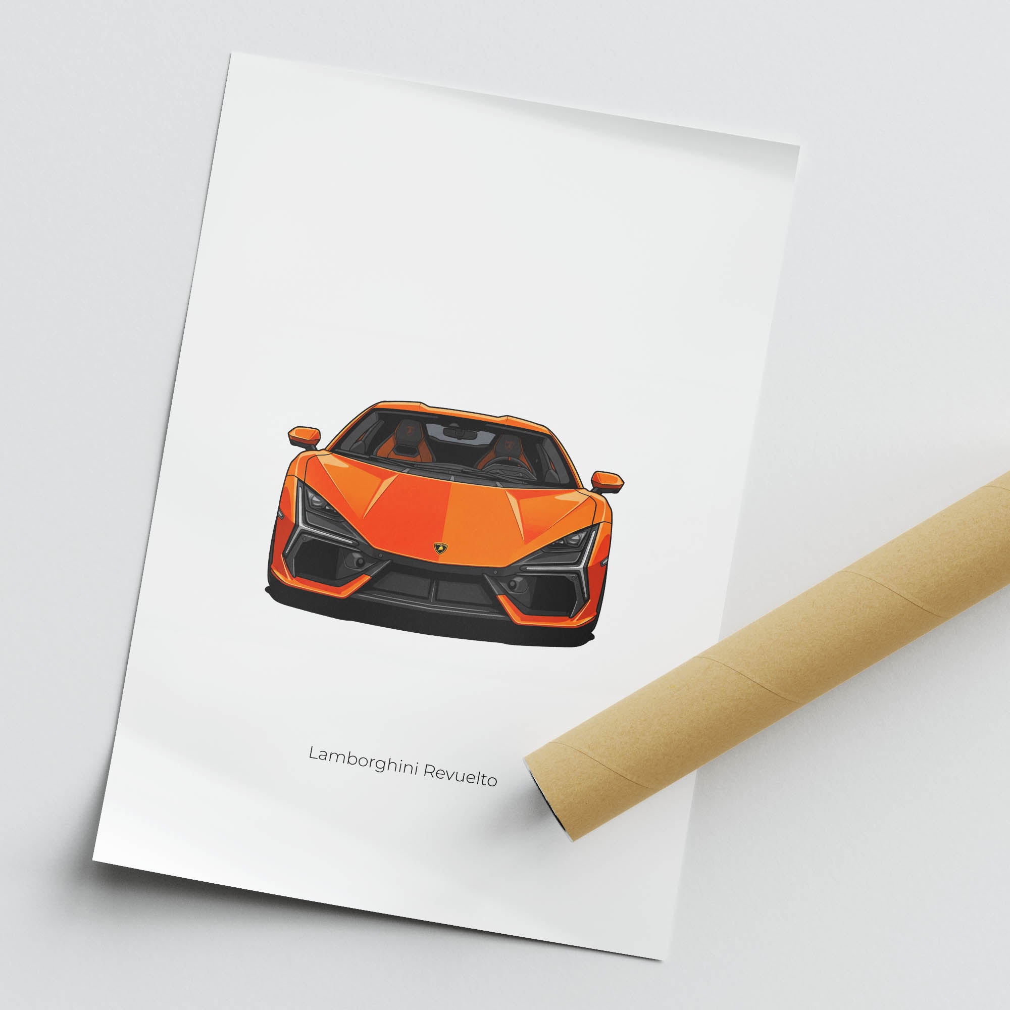 Lamborghini Revuelto Poster - 2024 Orange Sports Car Wall Decor Print