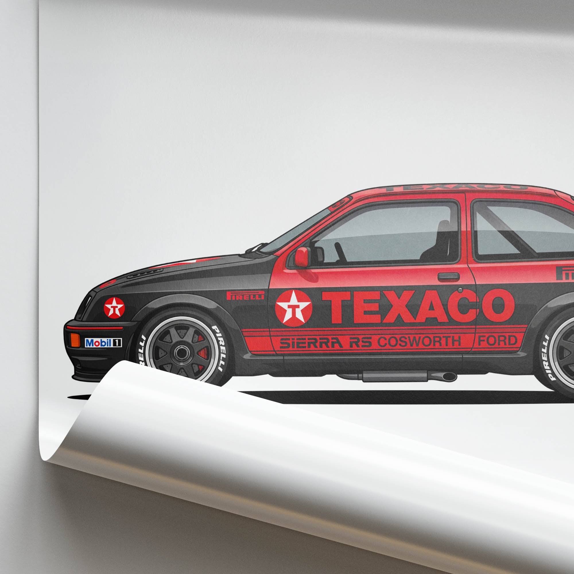 1987 Ford Sierra RS Cosworth Texaco – Car Print (Side)