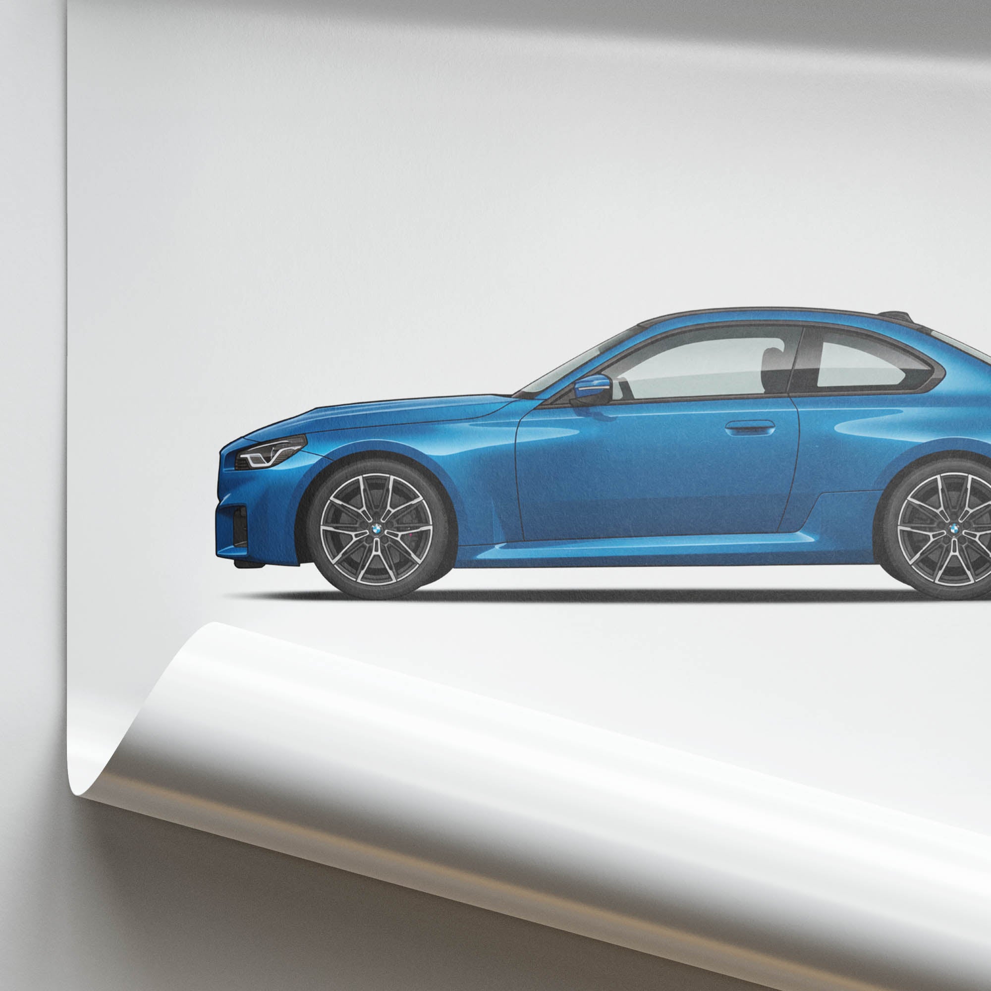 BMW M2 Poster – 2024 Zandvoort Blue Side View Car Wall Art Print