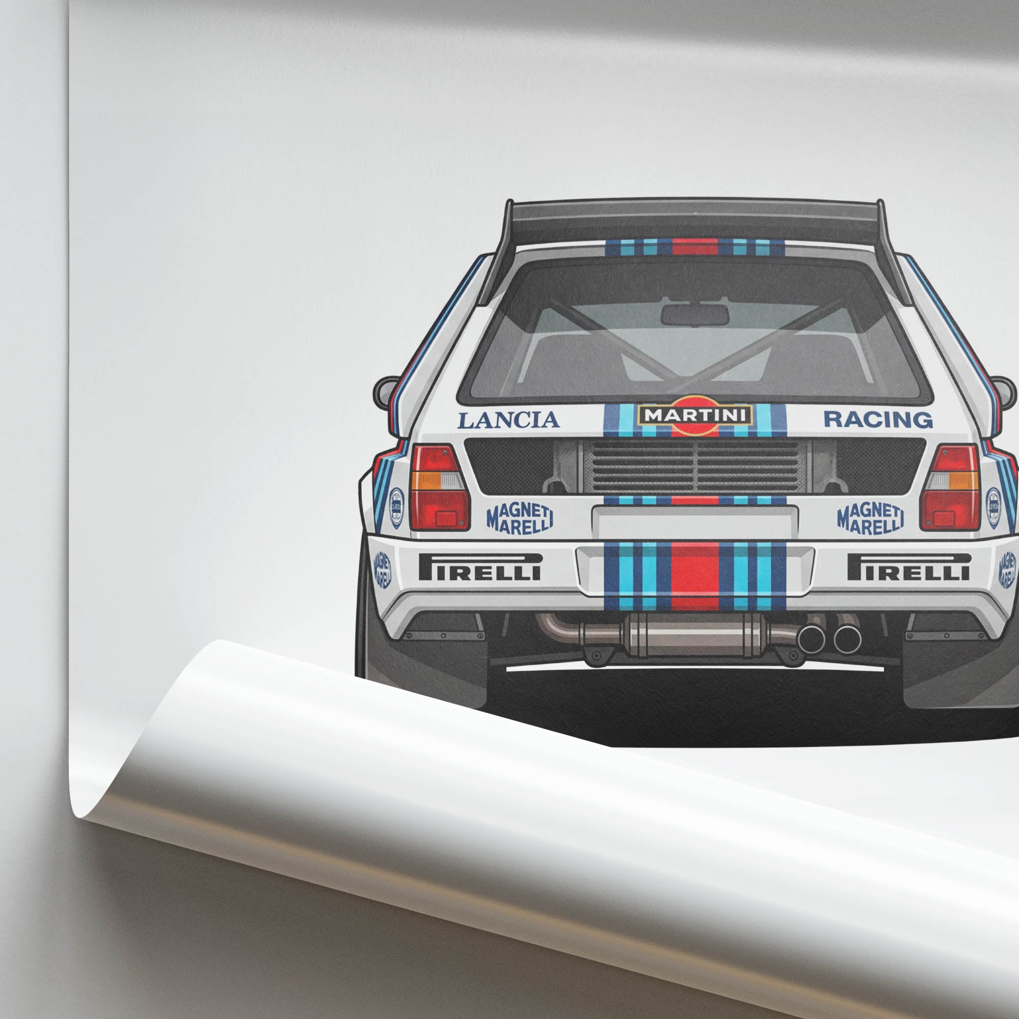 Lancia Delta S4 Poster - 1986 Martini Racing Rally Car Back View Print