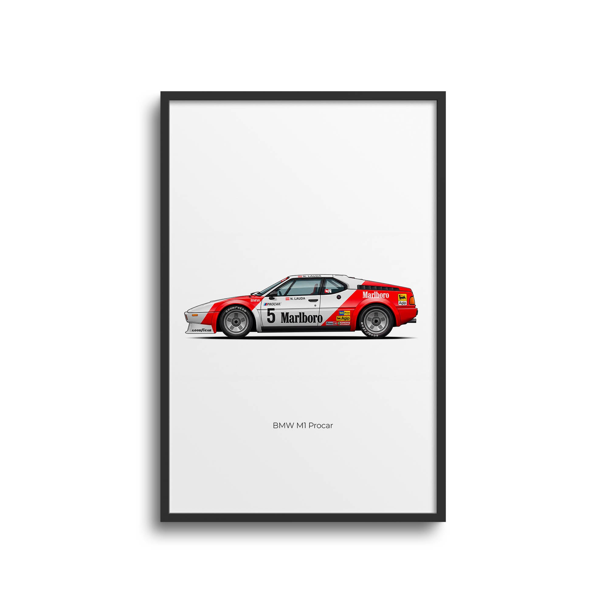 BMW M1 Procar Poster – 1979 Niki Lauda Marlboro Racing Livery Wall Art