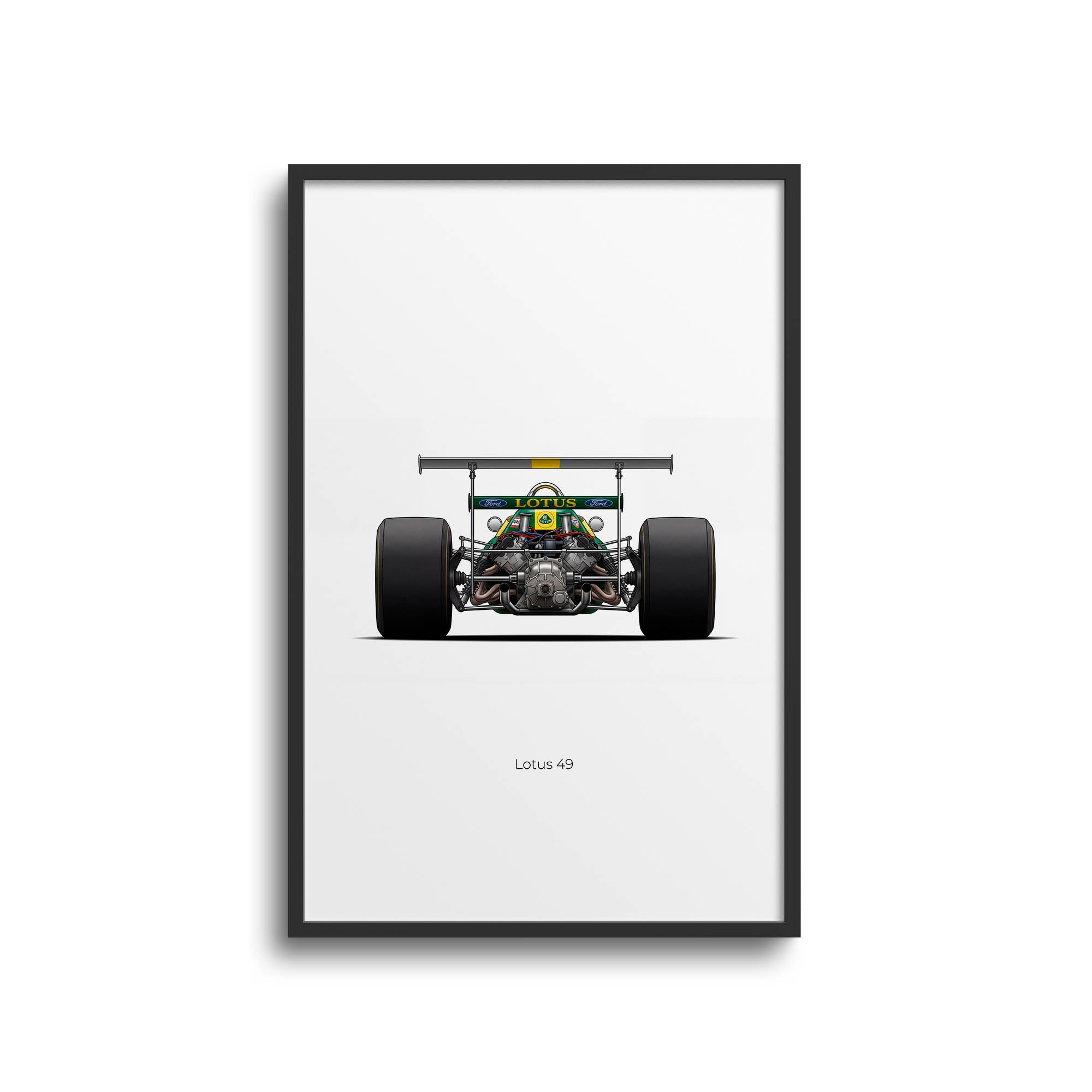 Lotus 49 Poster – 1967 Jim Clark Team Lotus Green Yellow Livery Print