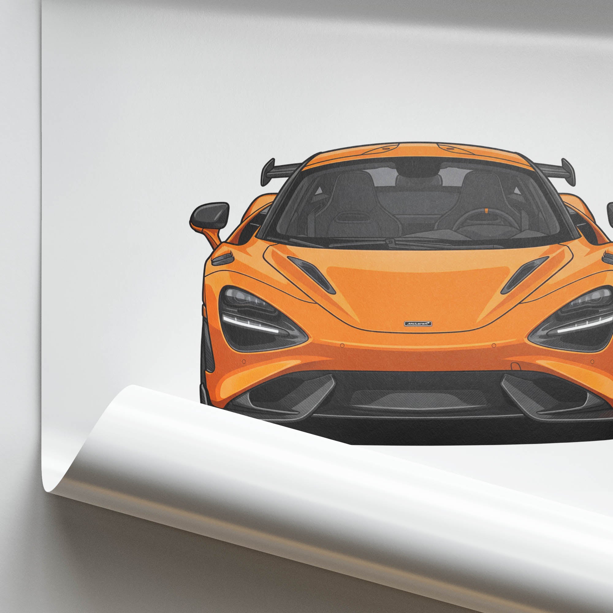 Mclaren 765Lt Poster – Nardo Orange Sports Car Art | Luxury Wall Decor Print