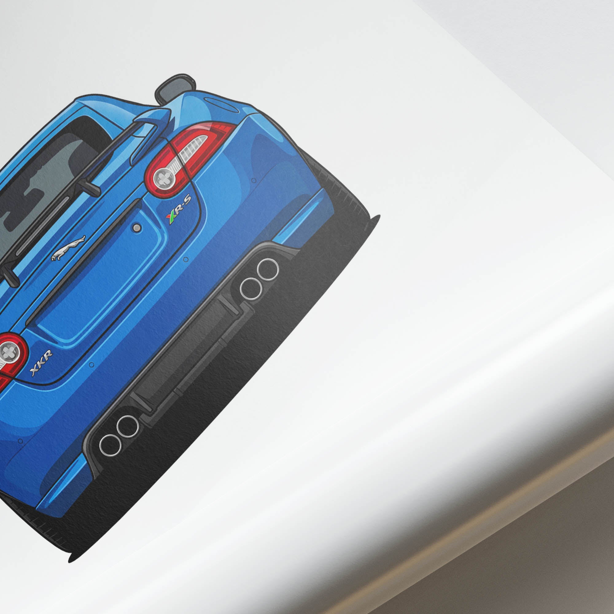 Jaguar XKR S Poster - 2012 French Racing Blue Car Back View Print