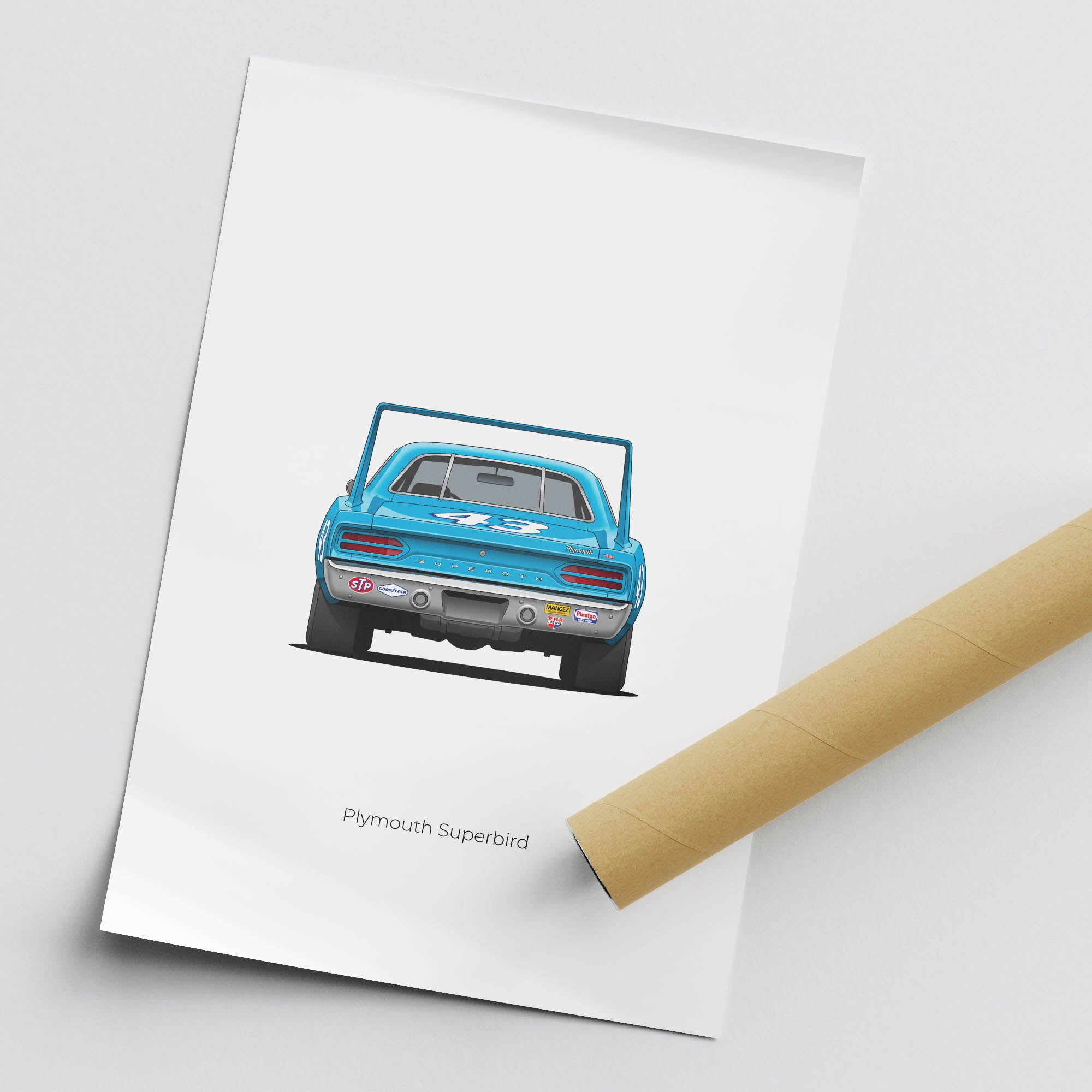 1970 Plymouth Superbird Richard Petty – Car Print (Back)