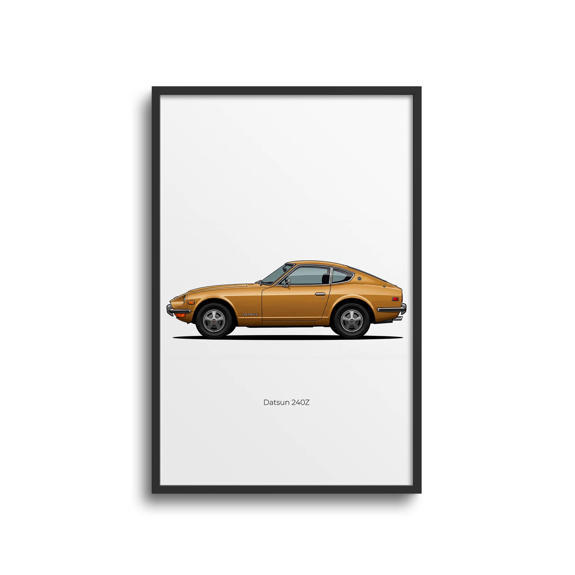 Datsun 240Z Poster - 1970 Safari Gold Side View Classic Car Art Print