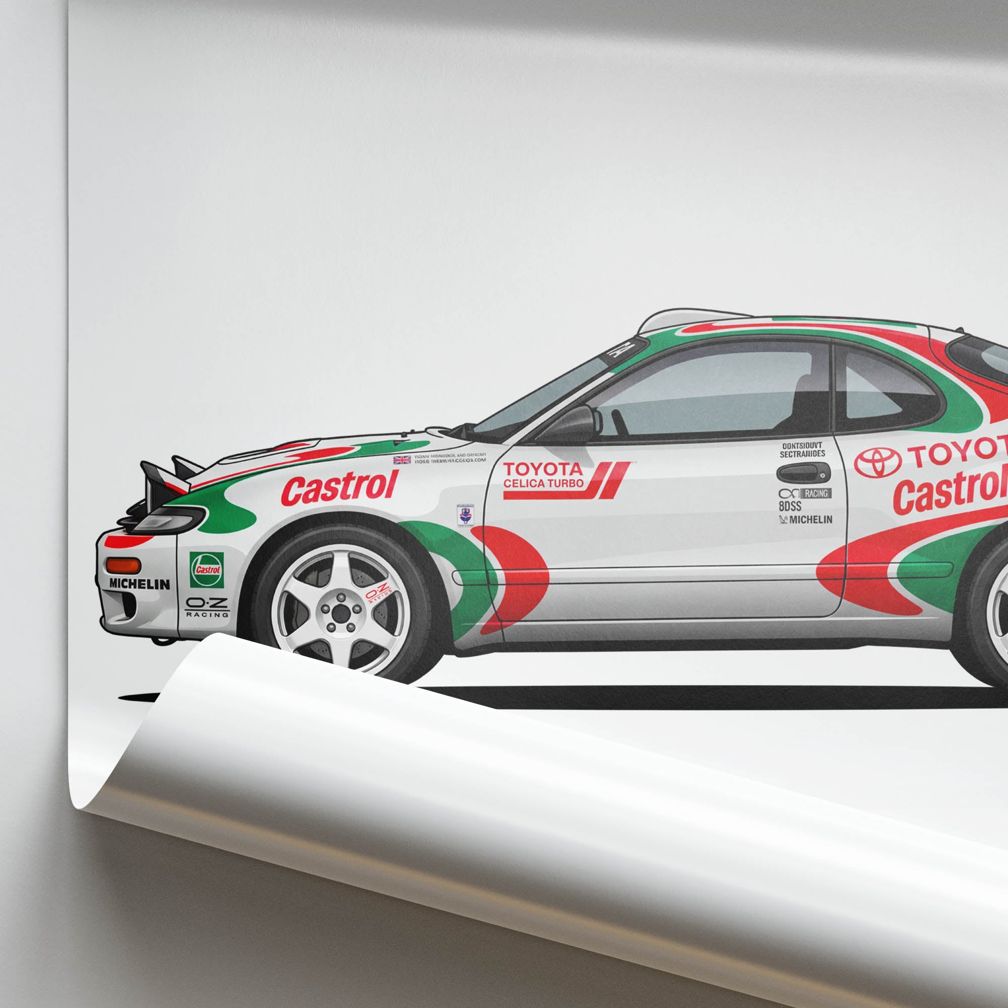Toyota Celica Poster – 1993 ST185 Turbo 4WD Rally Car Print With Castrol Livery
