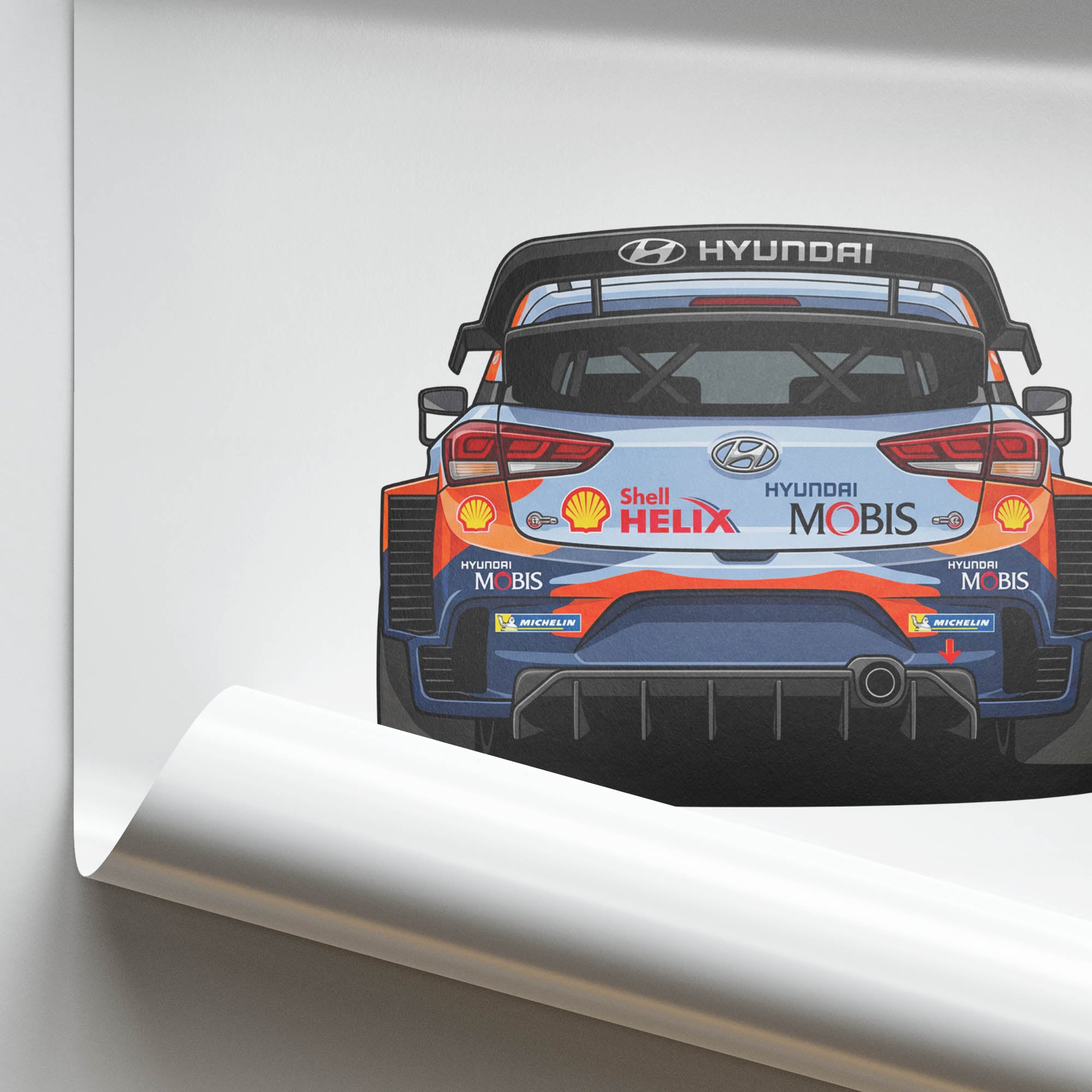Hyundai I20 Coupe Poster – 2019 WRC Car Print With Blue Orange Livery