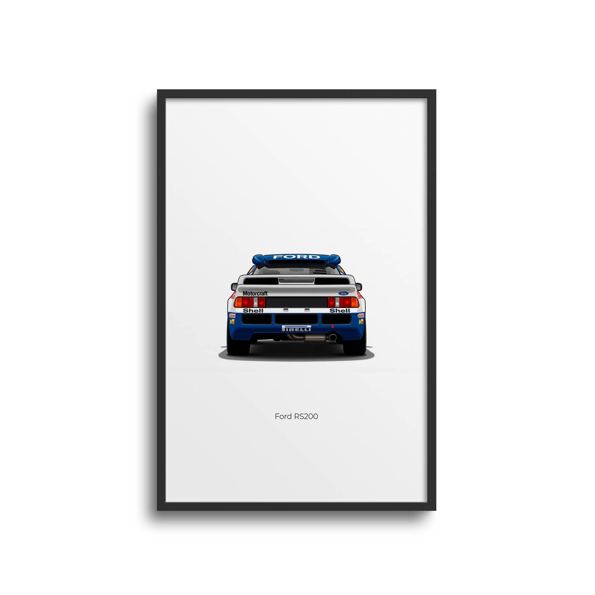 Ford Rs200 Poster - 1986 Motorsport Back View Blue & White Rally Print
