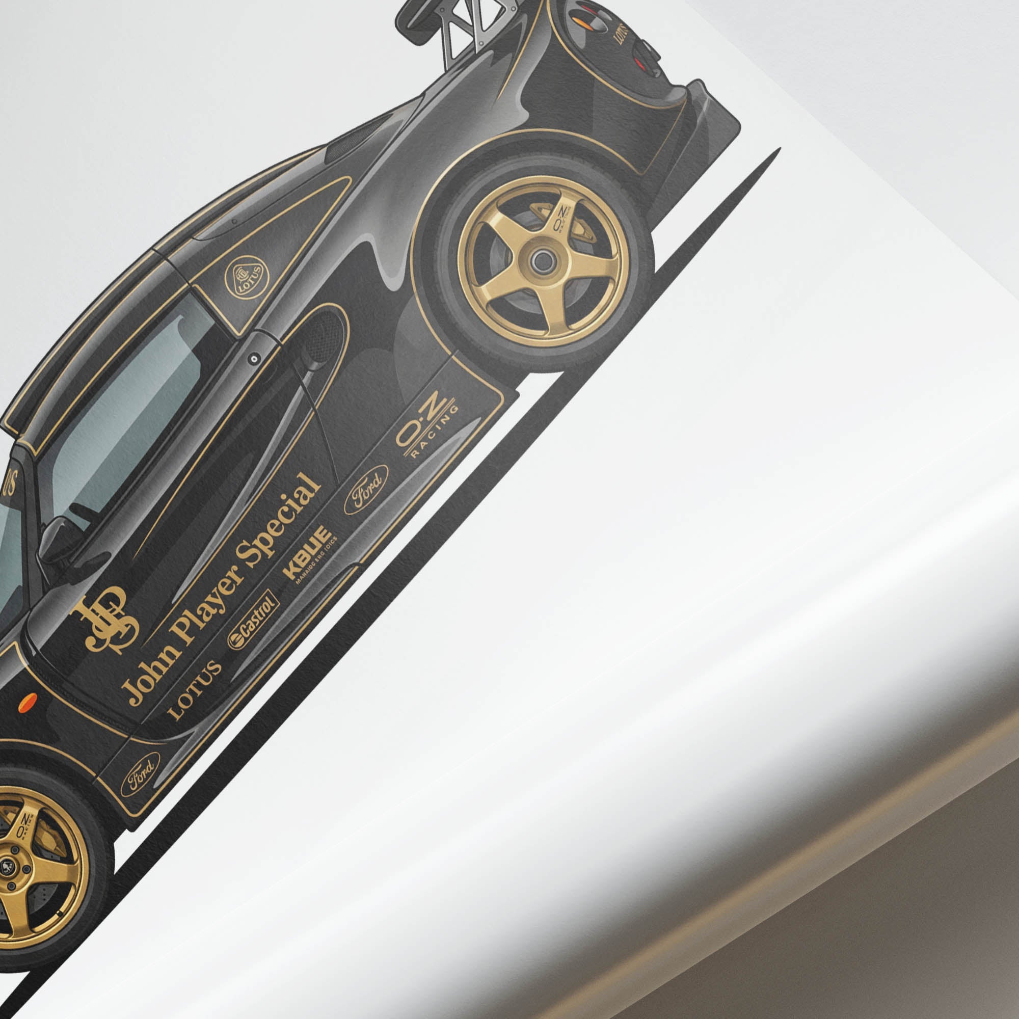 Lotus Elise GT1 Poster – 1997 Black Gold Livery Classic Car Print