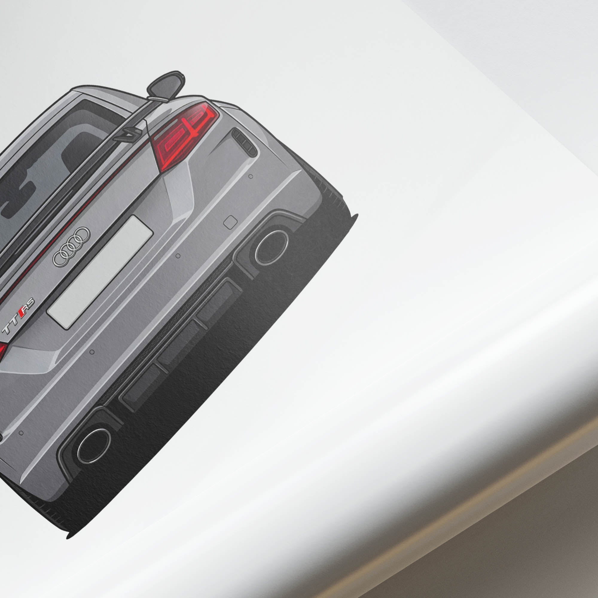 Audi TT RS Poster - 2018 Nardo Grey Sports Car Rear View Print