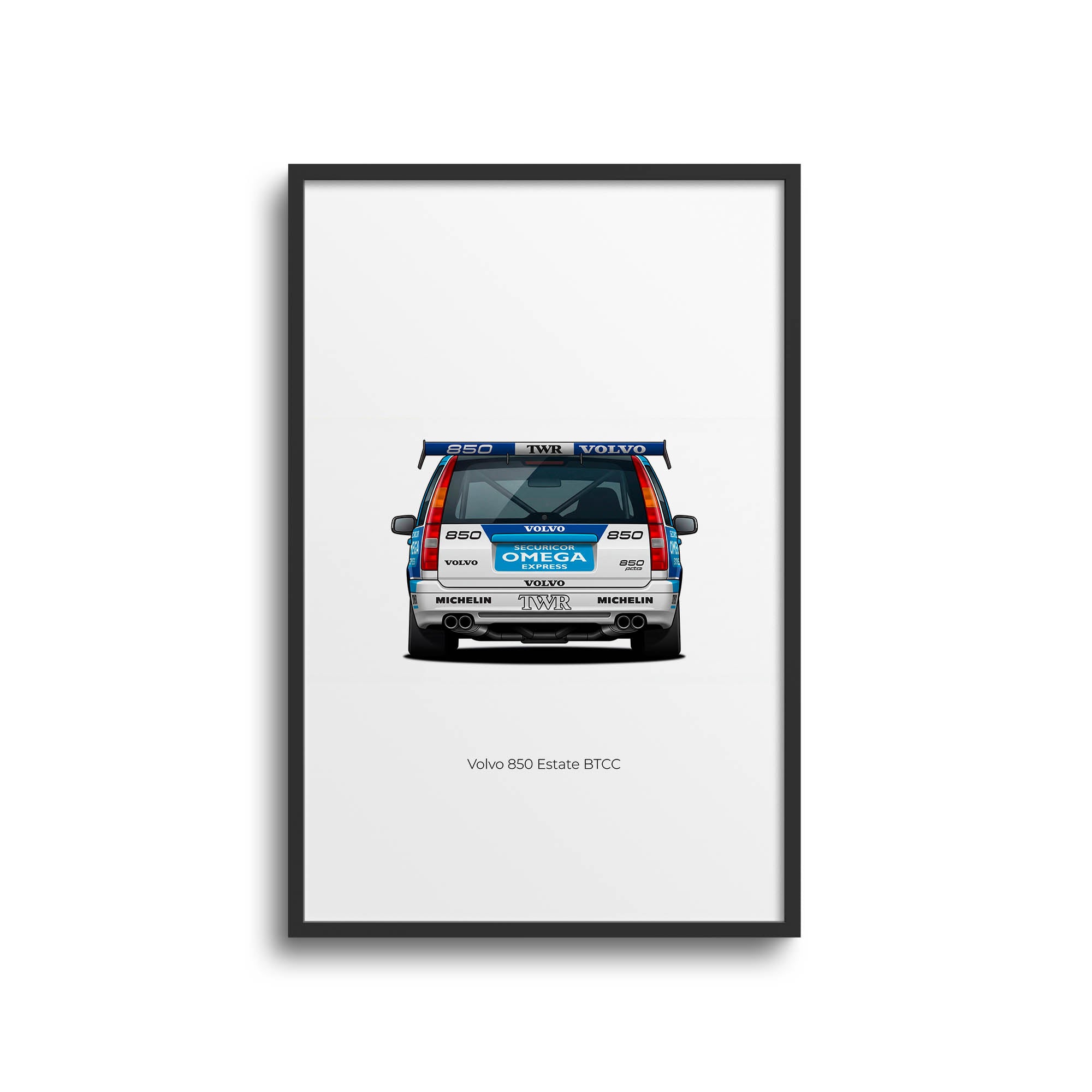 Volvo 850 Estate Poster – 1994 BTCC Rickard Rydell White Blue Livery Print