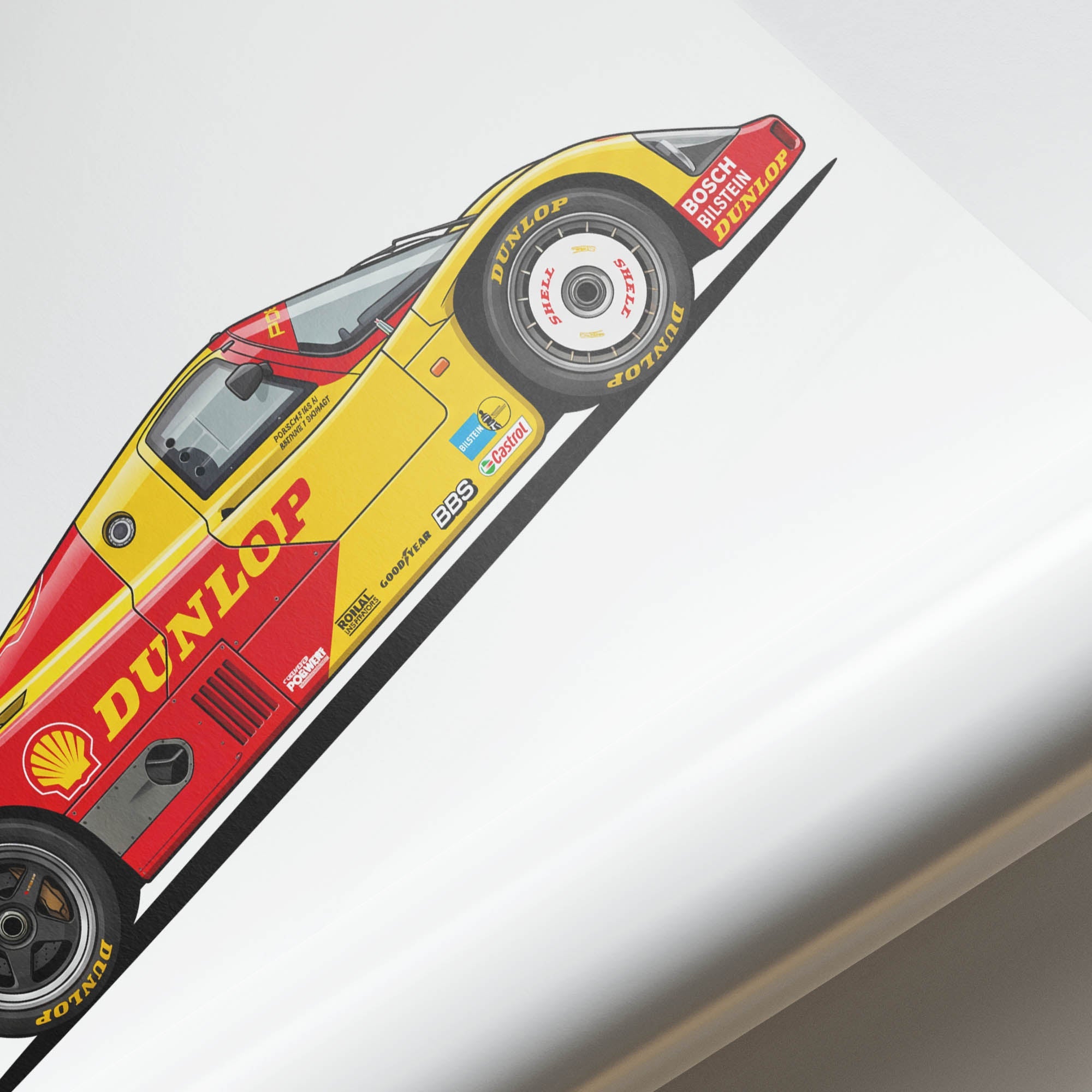 Porsche 962C Poster - Vintage 1987 Racing Car Print With Shell Dunlop Livery