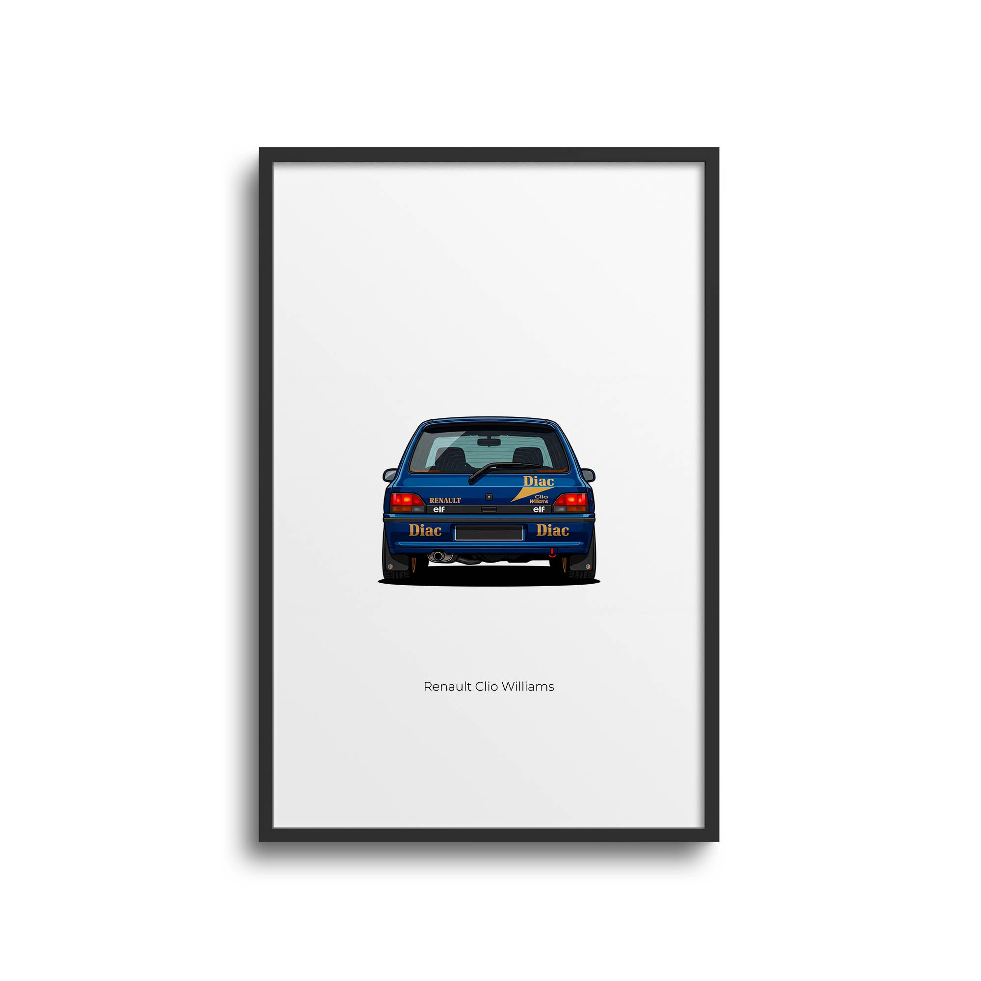 Renault Clio Williams Poster – 1993 Blue Gold Livery Classic Car Print