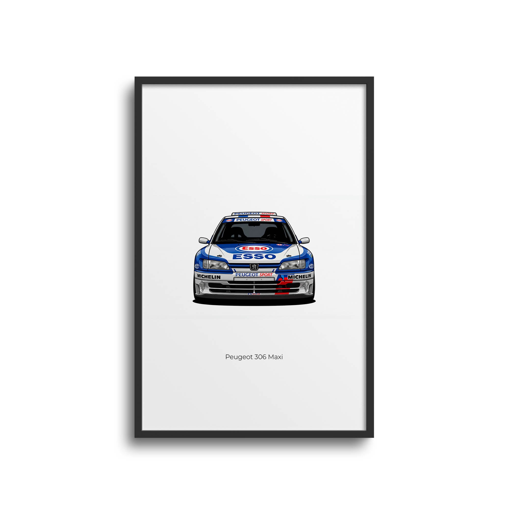 Peugeot 306 Maxi Poster – 1996 Rally Car Wall Art With White Blue Livery