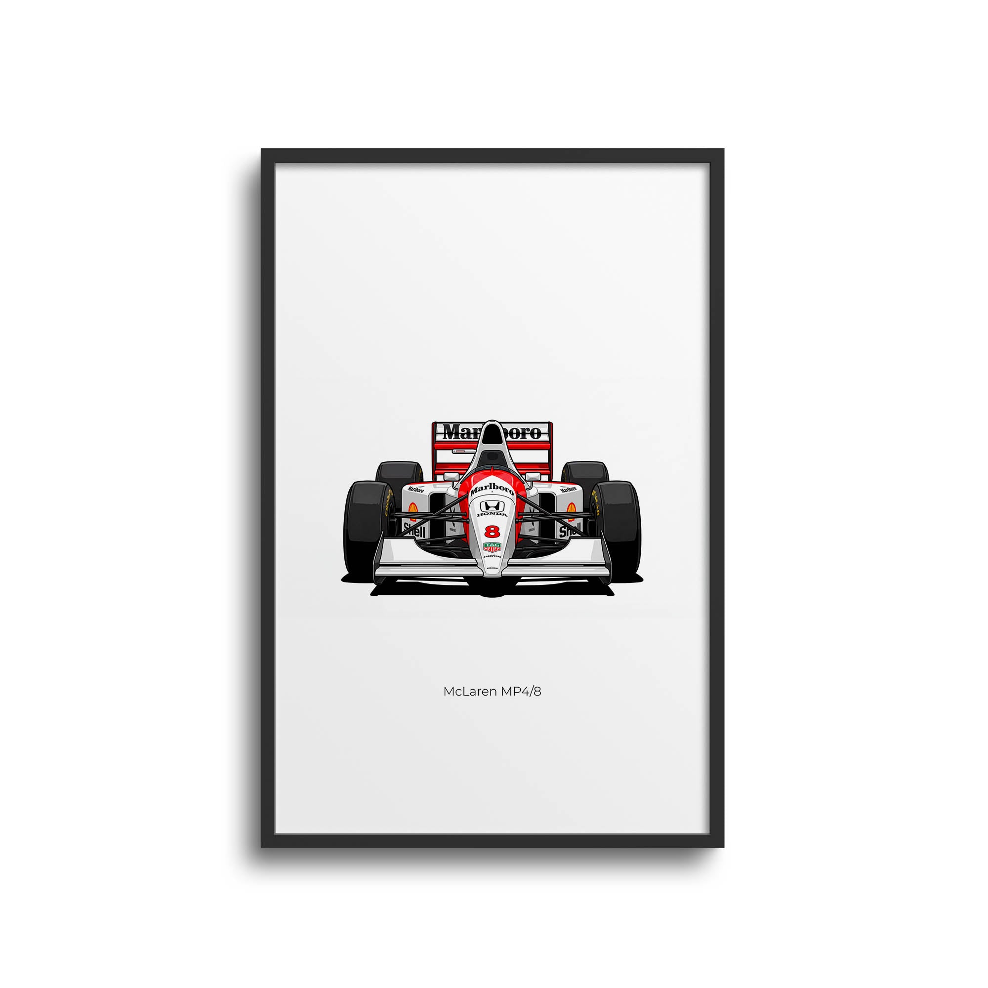 McLaren MP4 8 Poster – Ayrton Senna 1993 F1 Racing Print | Vintage Motorsport Art