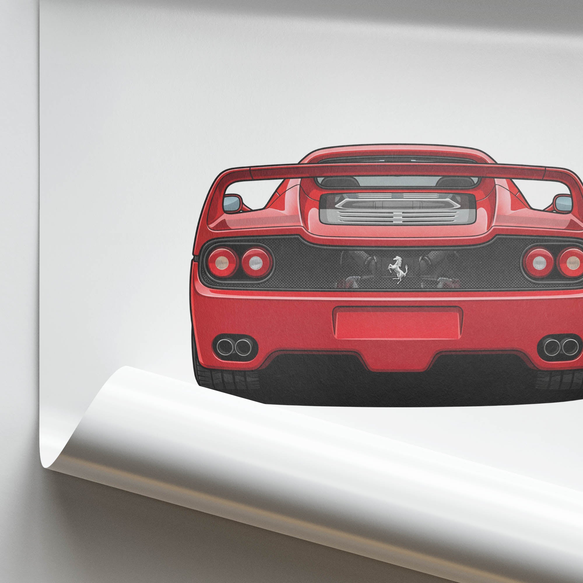 Ferrari F50 Poster – 1995 Rosso Corsa Red Sports Car Wall Decor Print