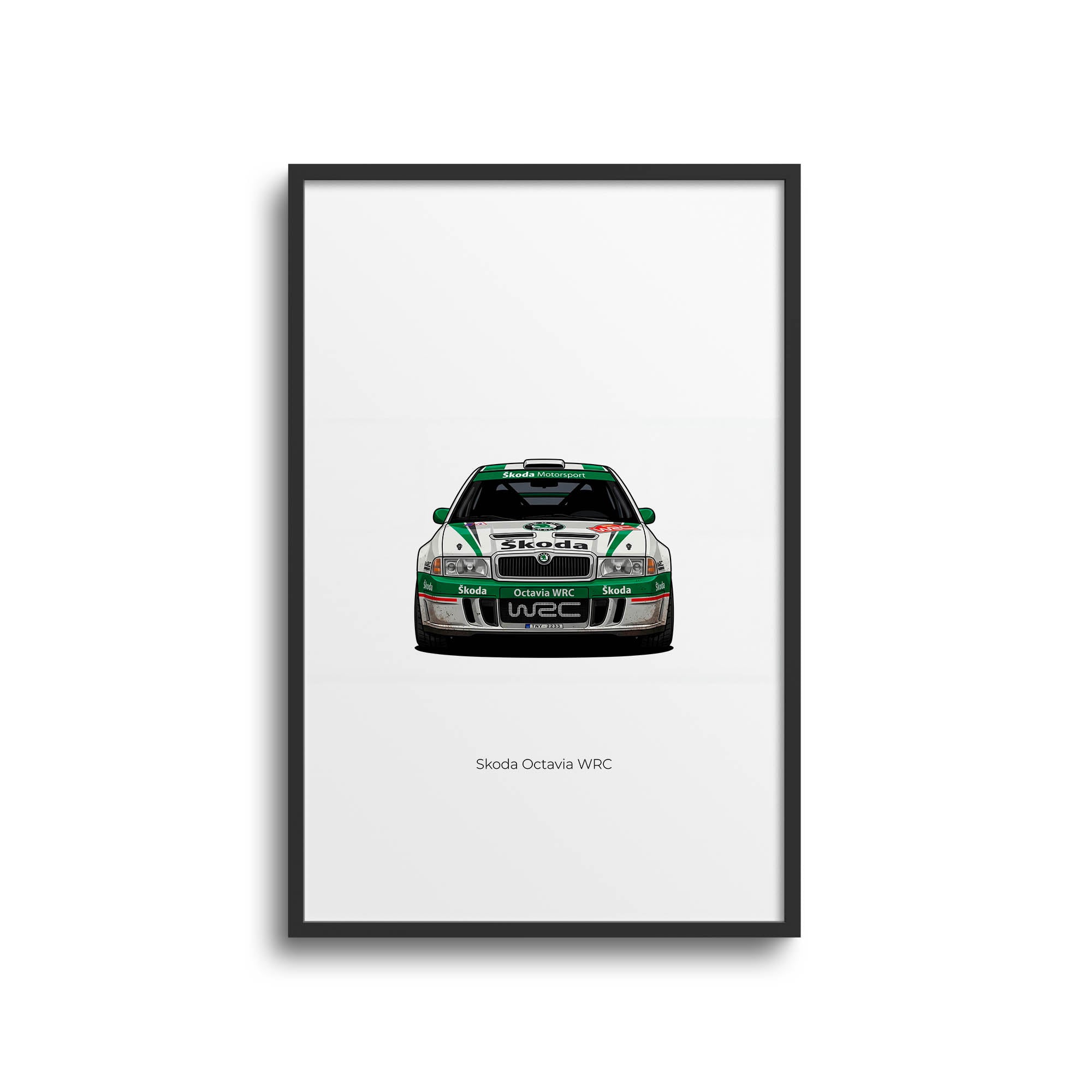 Skoda Octavia Poster – 2001 Motorsport Rally Car Print With White Green Livery